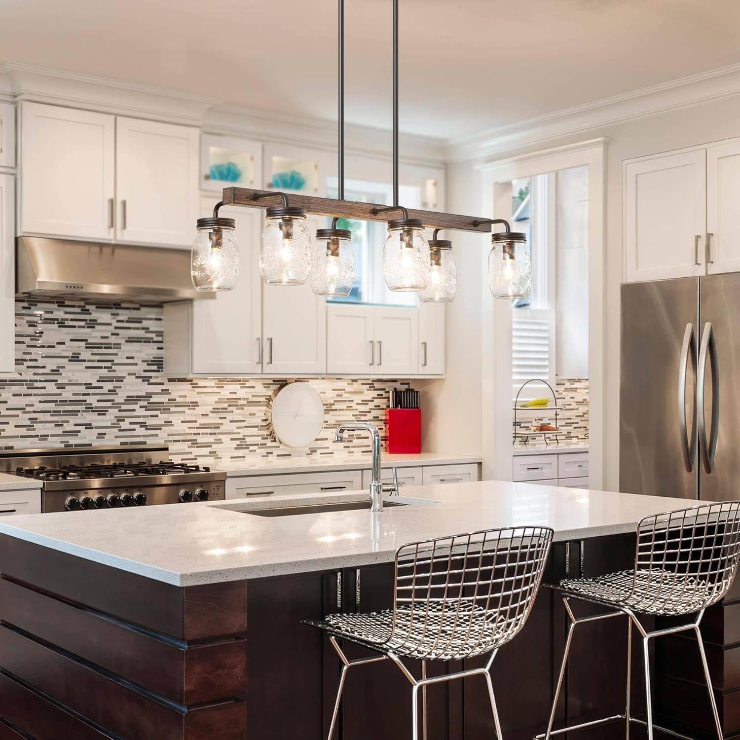 Rustic Mason Jar Chandelier Light Fixture