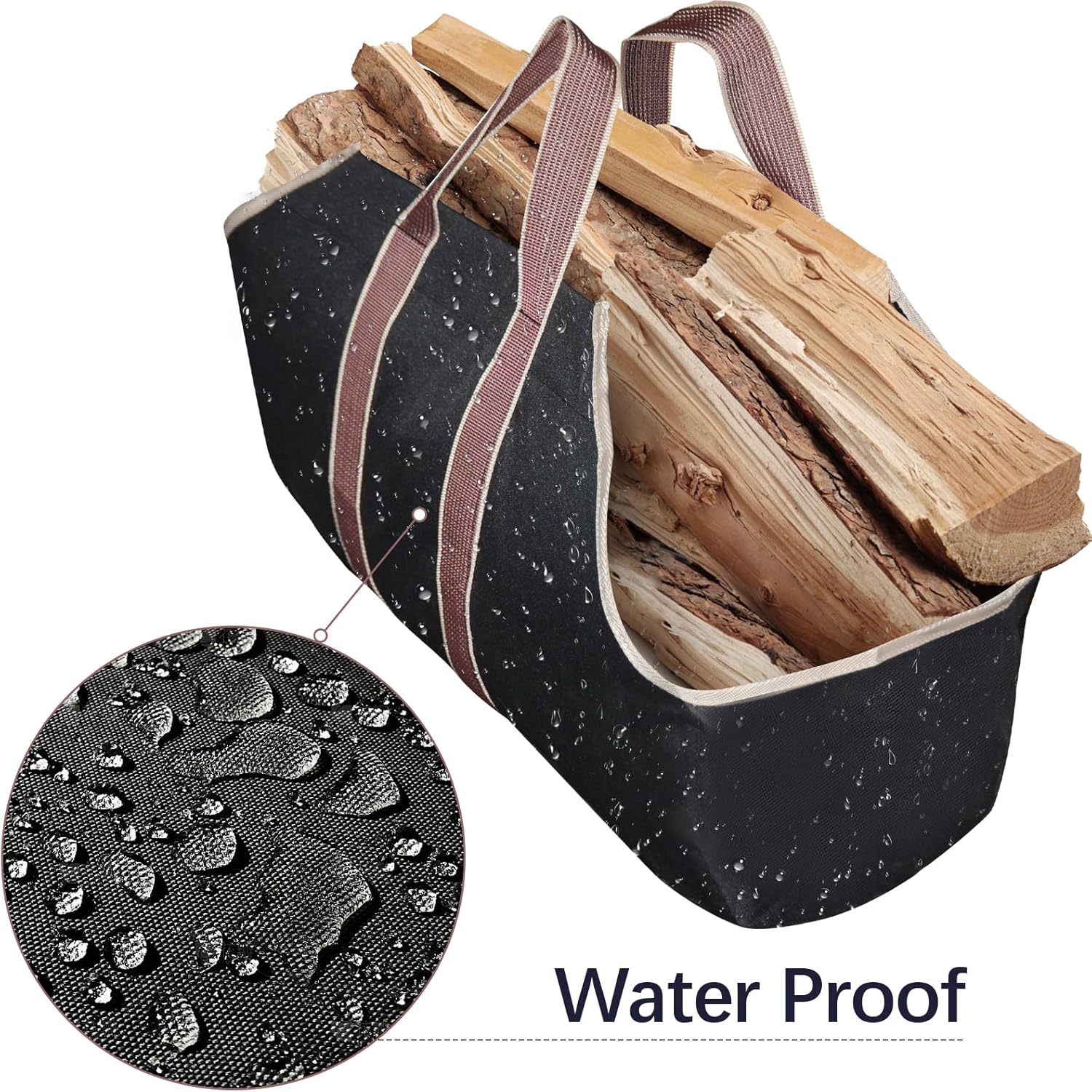 Large Canvas Log Tote Bag Carrier Indoor Fireplace Firewood Holder Woodpile Rack Fire Wood Carriers