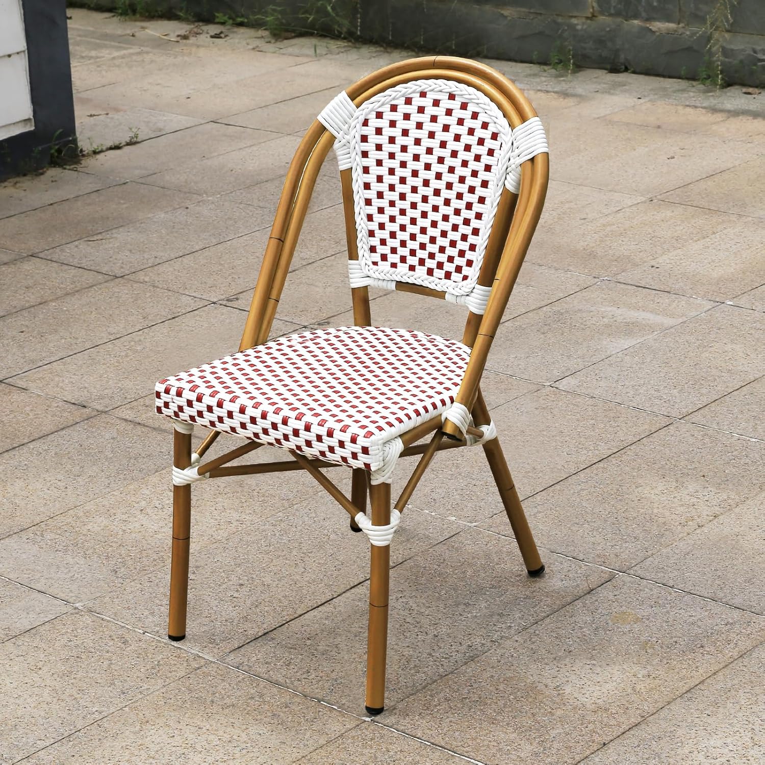 Patio Bistro Set Colorful Weave PE Wicker Chair