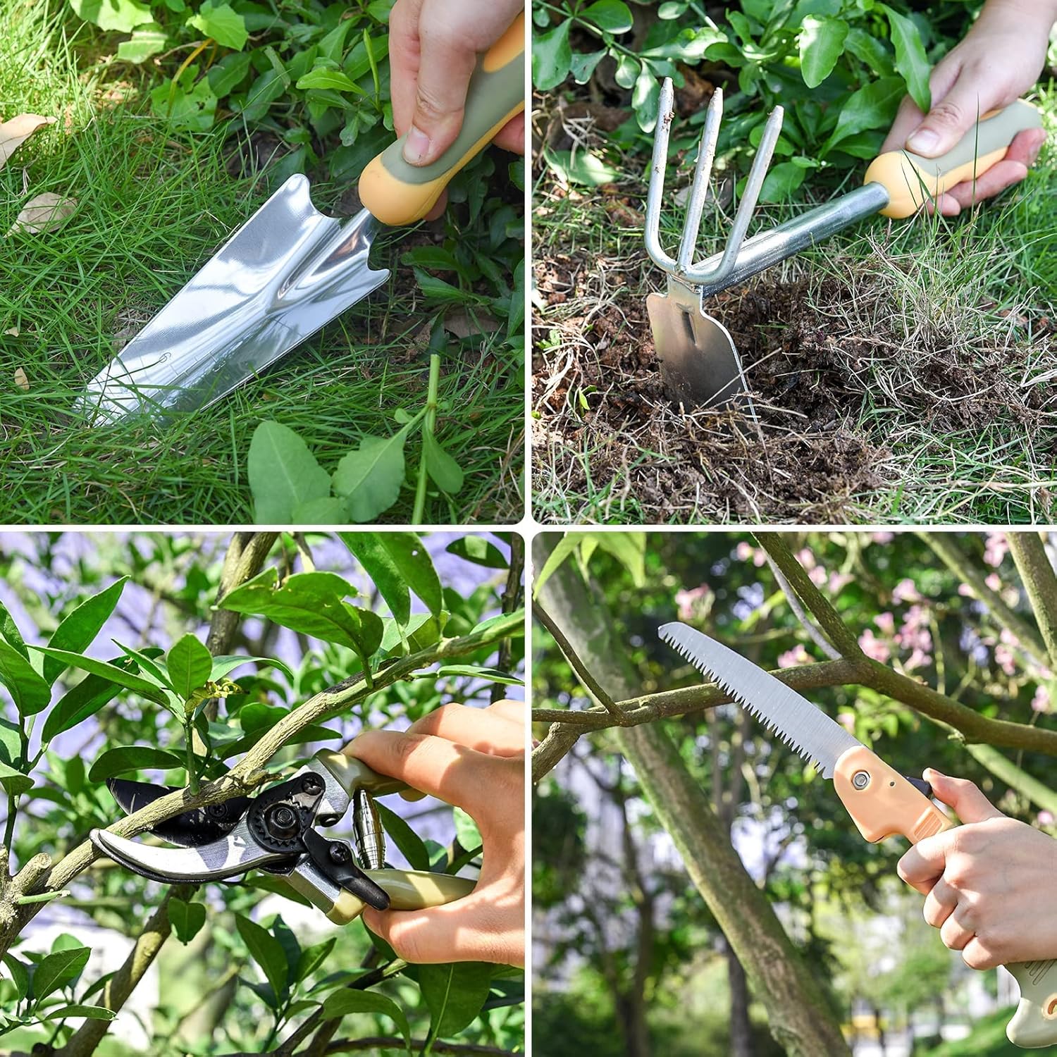 9 Piece Stainless Steel Heavy Duty Gardening Tools with Handle, Durable Garden Tool Bag, Ideal Gardening Hand Tools