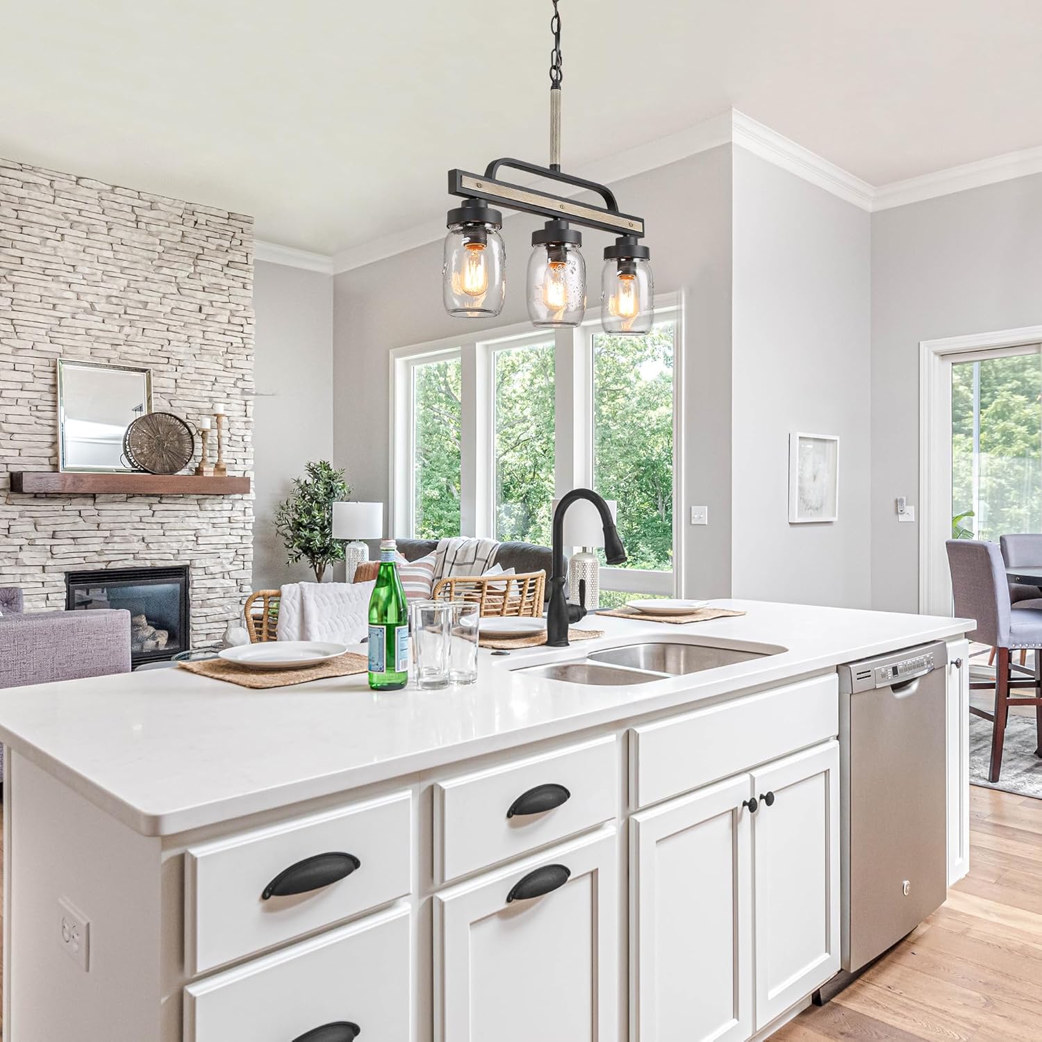 Rustic Mason Jar Chandelier Light Fixture