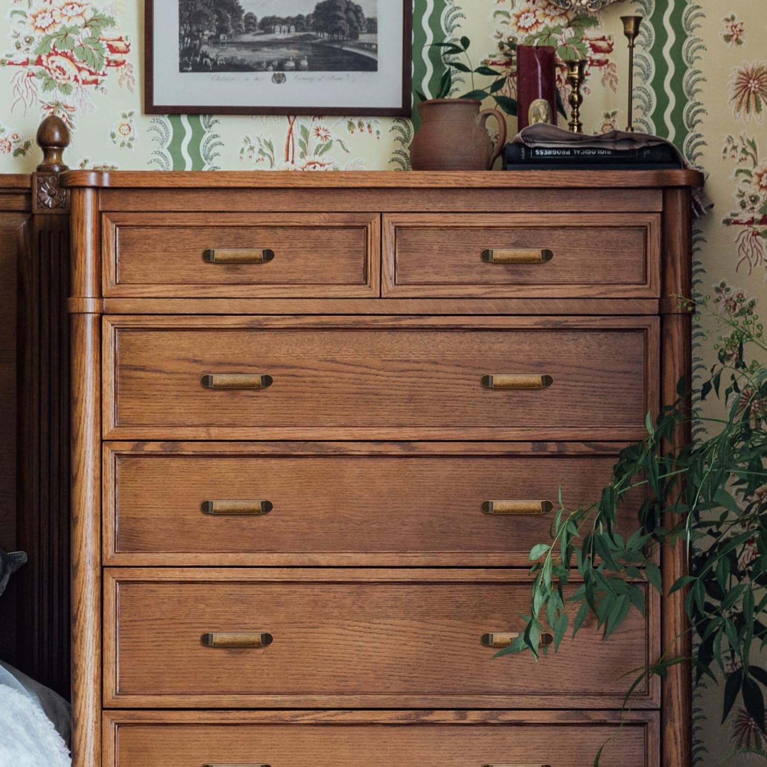 6Pack Antique Retro Zinc Alloy Cabinet Pulls, 3 Inch Hole Centers for Kitchen Cupboard Handles Drawer Dresser Pulls Bathroom Cabinet Hardware Pulls Wardrobe Door Handles