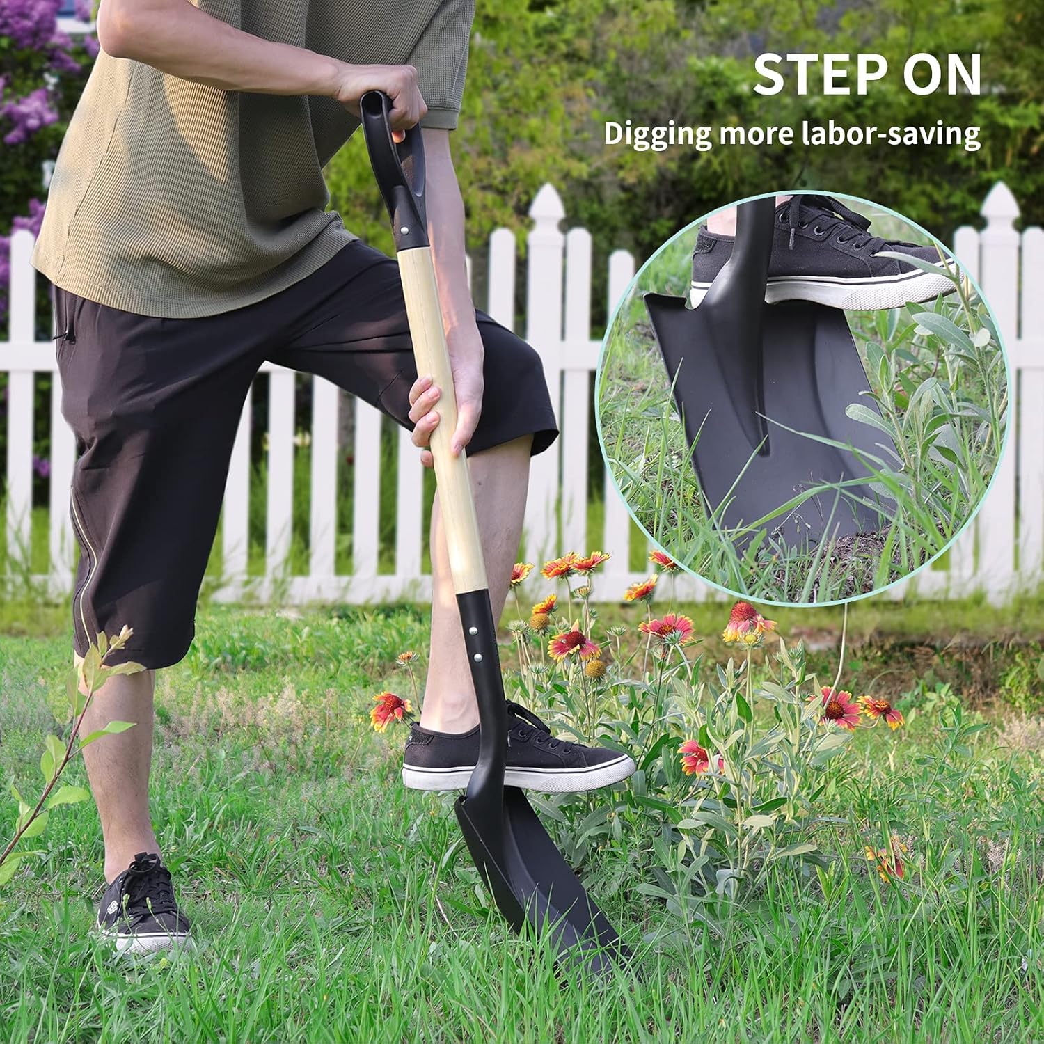 Shovels for Digging with D-Handle, Overall 41-Inch Long Garden Shovel, Transfer Shovel, Snow Shovel