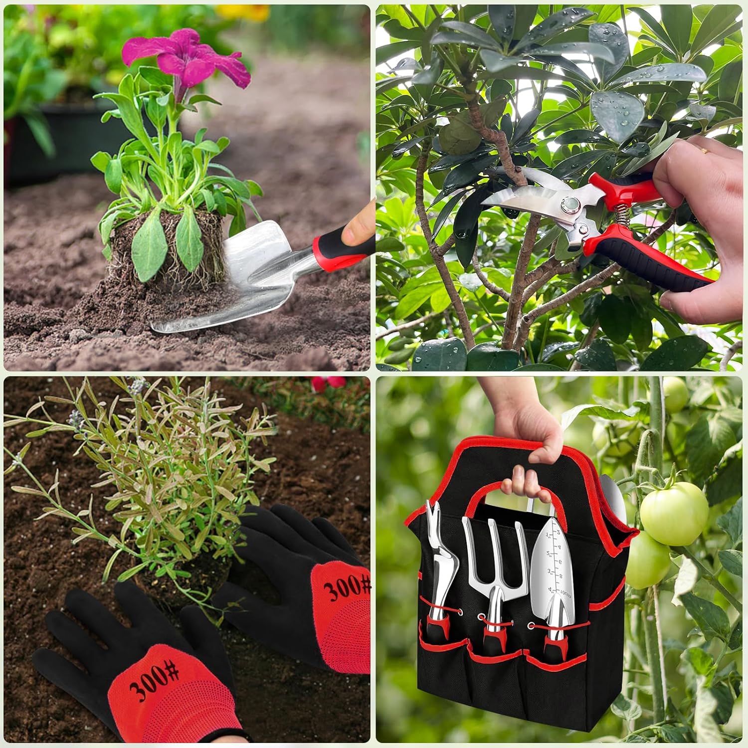 8 Pieces Aluminum Heavy Duty Gardening Kit with Ergonomic Handles, Gardening Bag, Ideal Gardening Tool Set