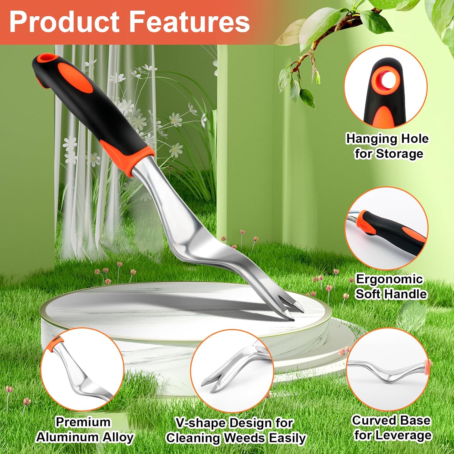 Weed Puller Tool Weeding Tool, Dandelion Hand Weeder Tool with Ergonomic Handle, Heavy Duty Weed Remover Weed Pulling Tools for Gardening