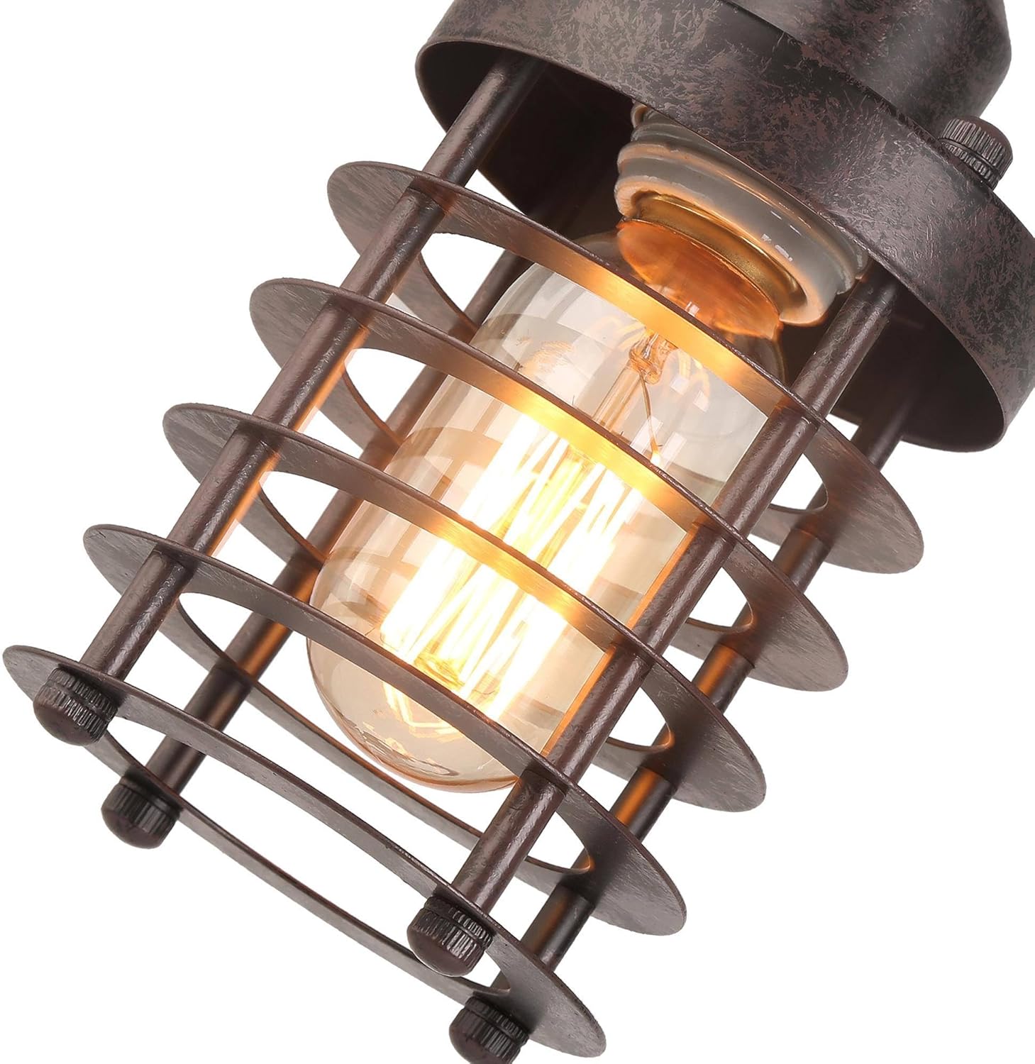 Mini Rustic Industrial Hanging Pendant Lighting with Rusty Finish for Kitchen Island, Foyer, Hallway, Bedroom and Entryway