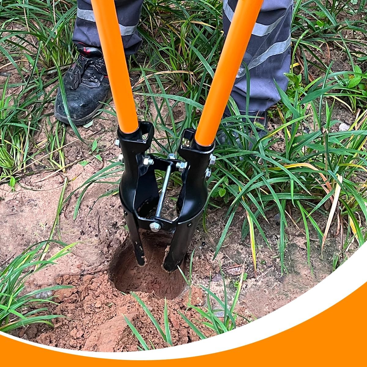 Post Hole Digger Tool, Heavy Duty Post Hole Digger with Fiberglass Handle, 58 Inches