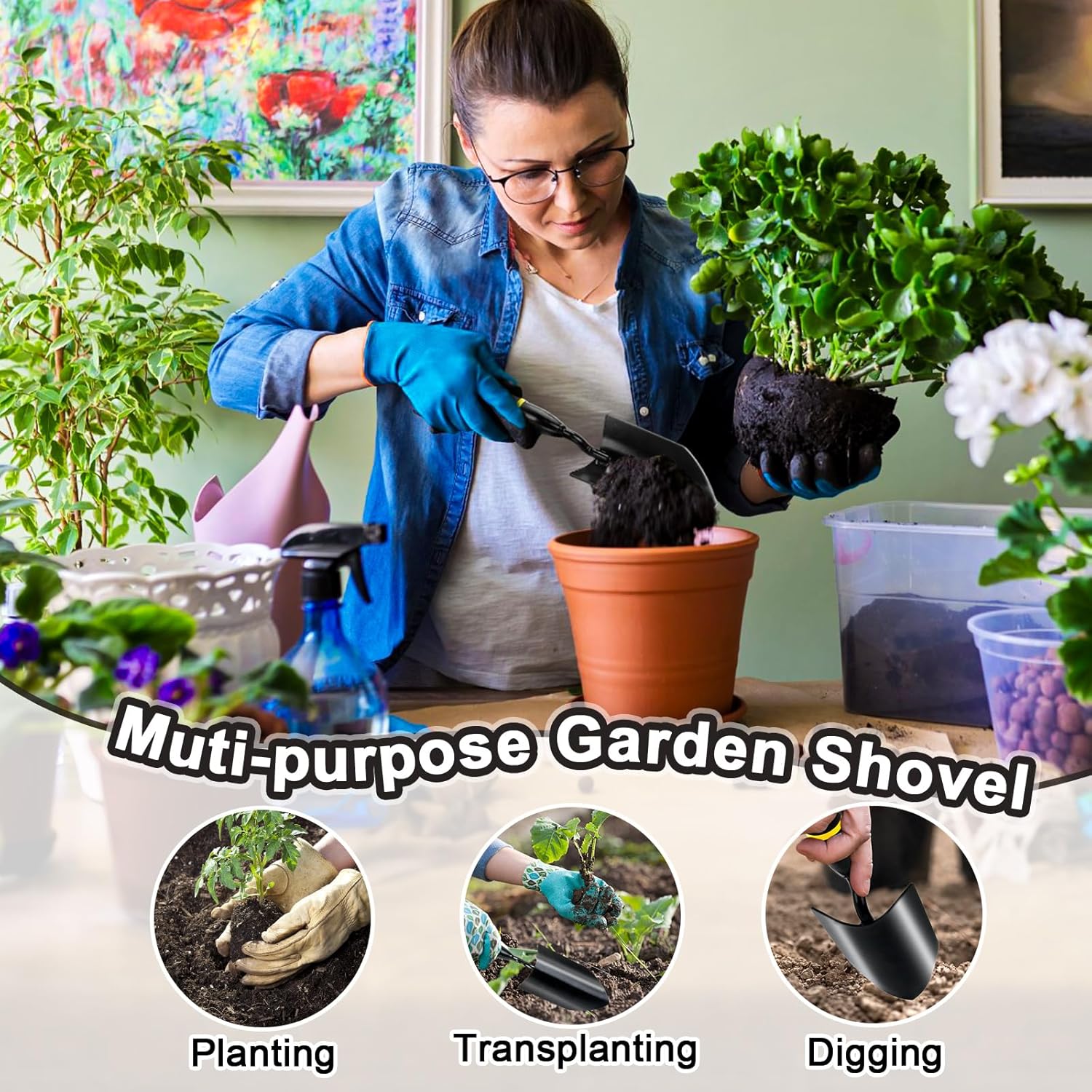 Garden Shovel Garden Trowel, Heavy Duty Gardening Hand Tools with Ergonomic Grip, Hand Shovel for Digging Garden Trowel Tool