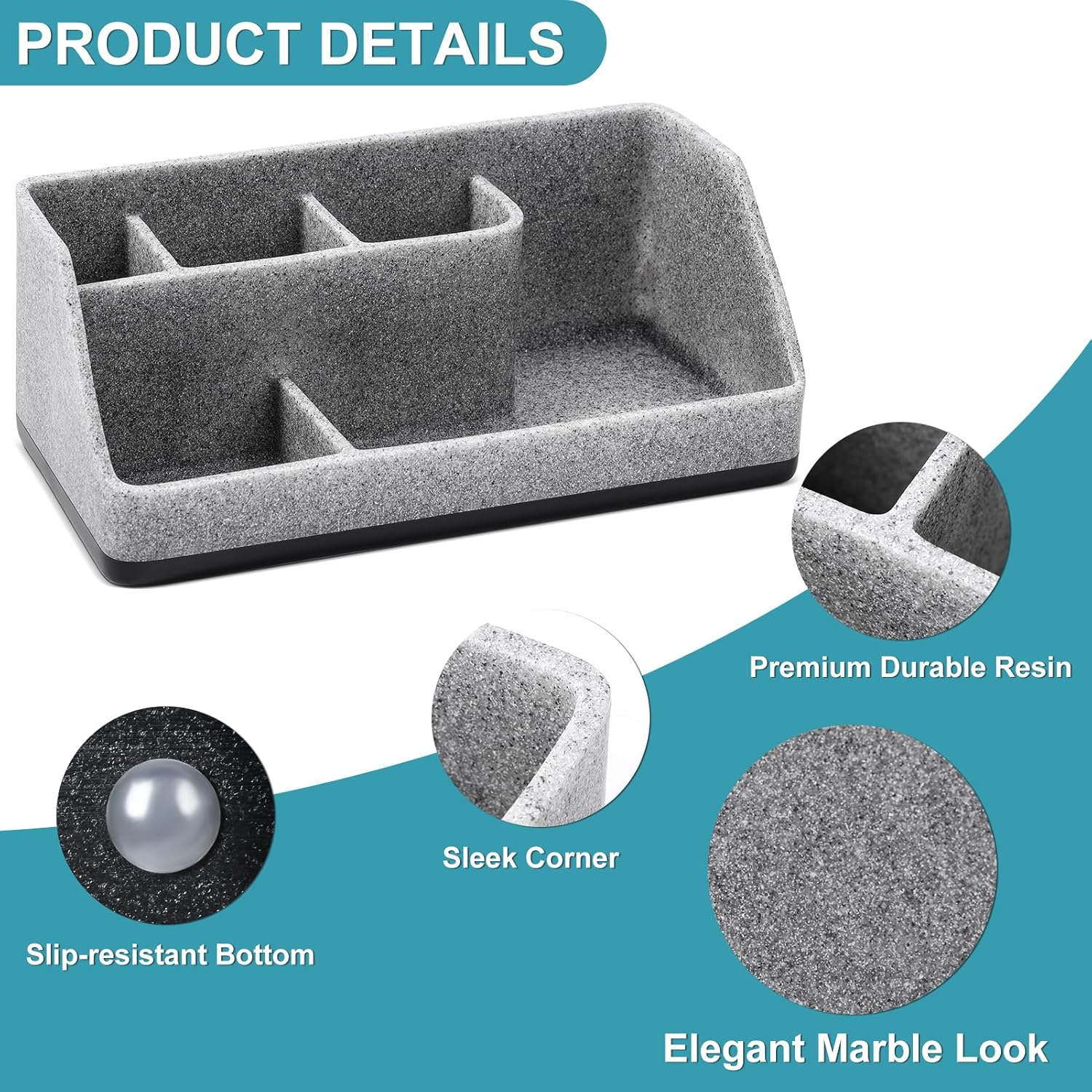 Toothbrush Holder for Bathroom, Bathroom Organizer Countertop, Bathroom Accessories with 5 Compartment Storage for Toothpaste/Vanity Counter