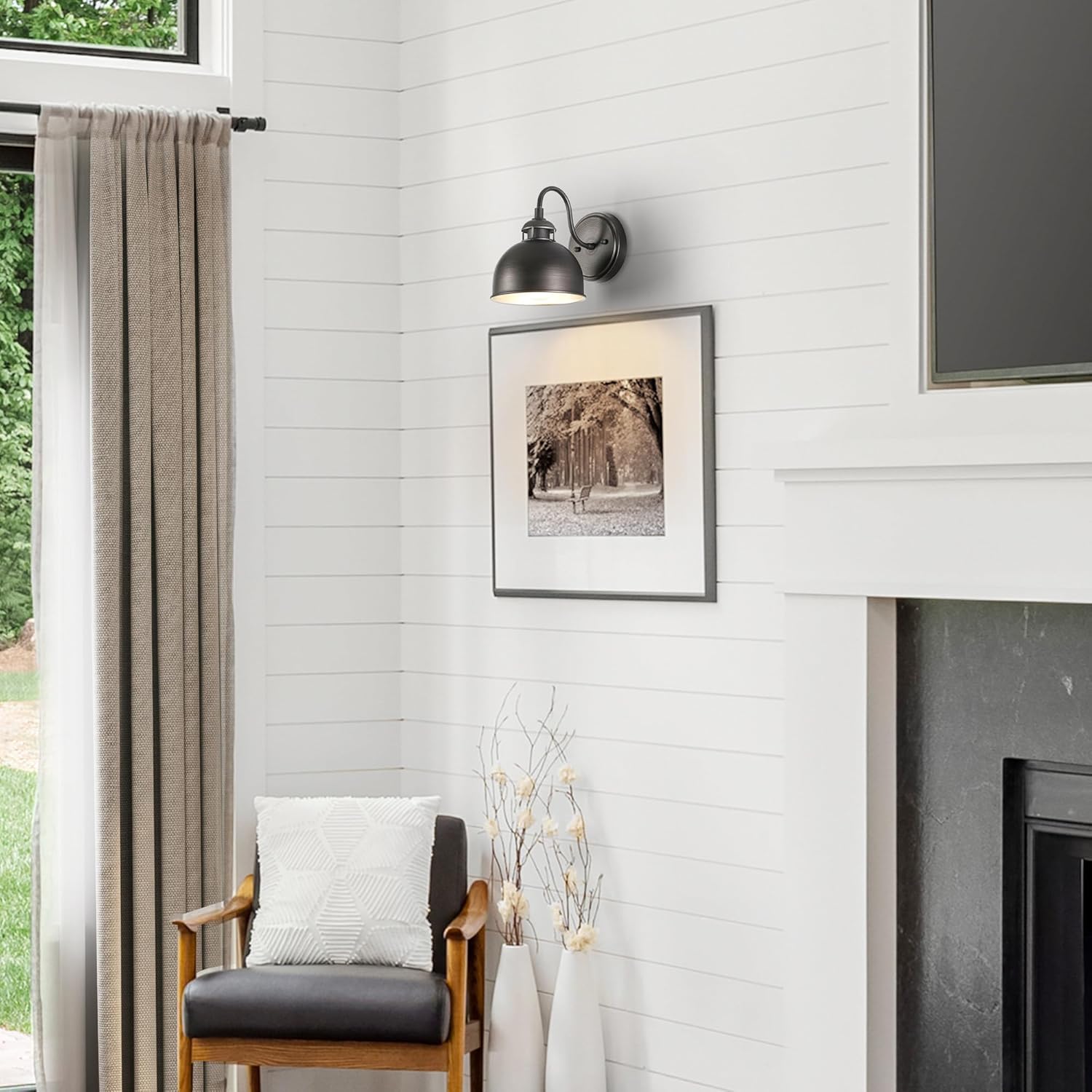 Sconces Wall Lighting, Industrial Dome Bedroom Wall Sconces Indoor, Brushed Antique Silver Metal Wall Sconce Light Fixture