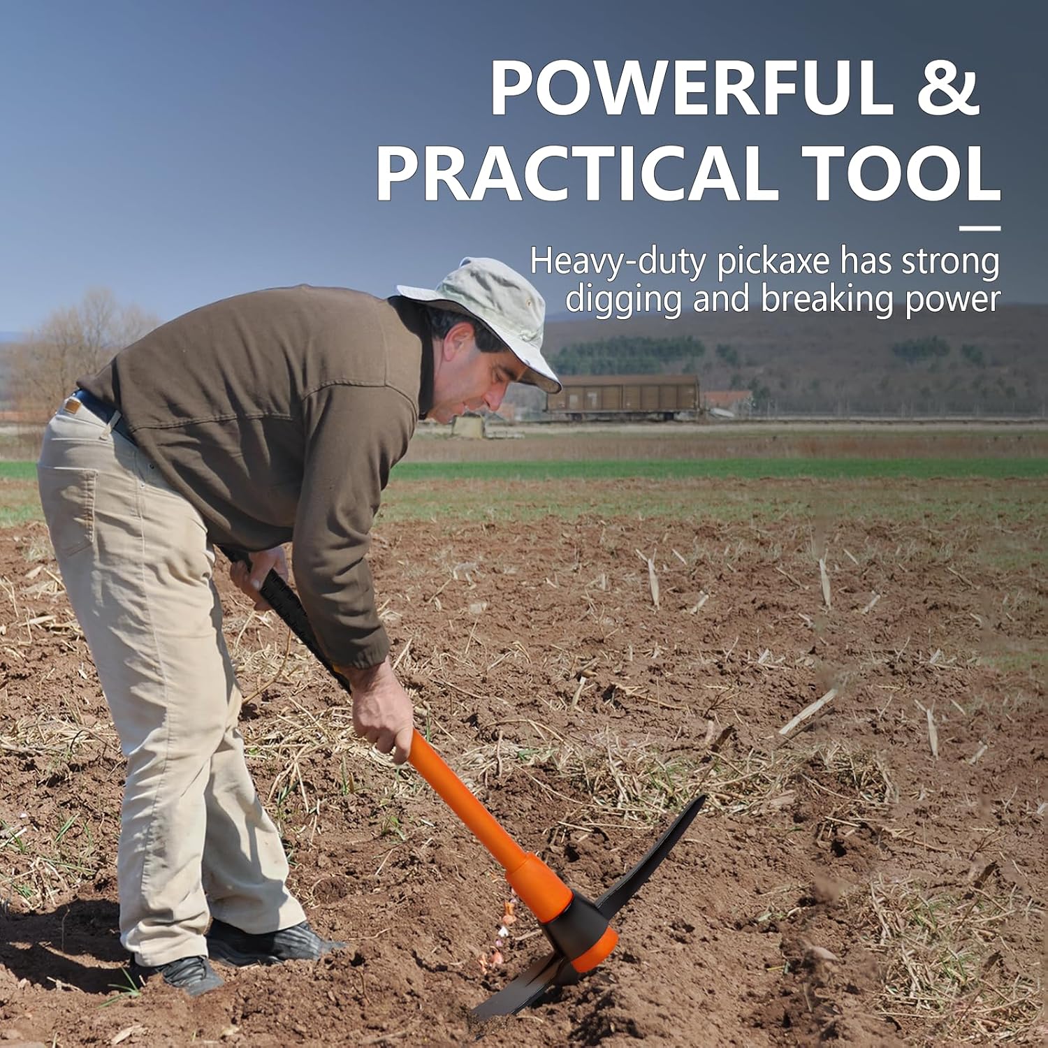 Pick Axe for Digging, Heavy Duty Pickaxe with Shock Absorbing Handle, 36 Inches