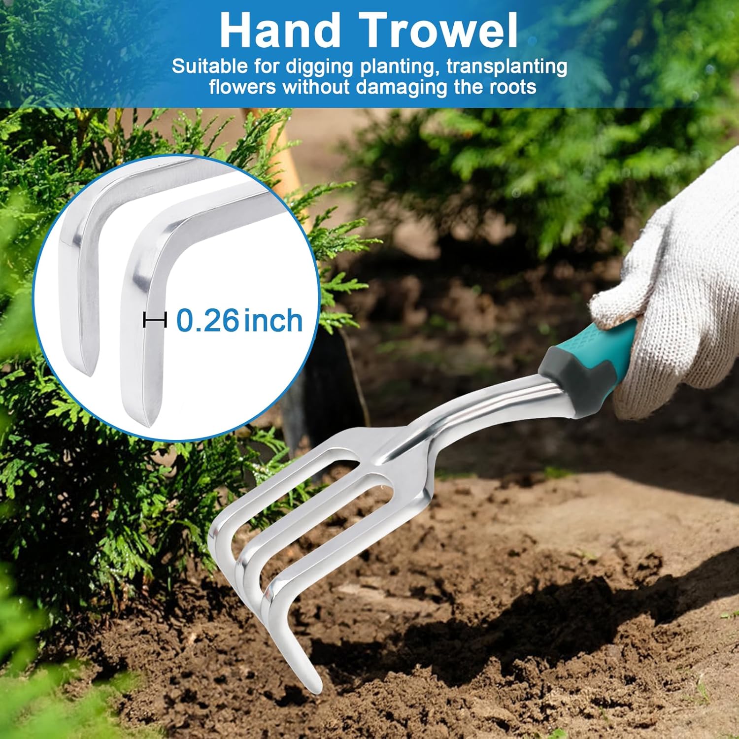 3 Pack Gardening Tools Set, Heavy Duty Garden Tools Set Include Garden Shovel, Transplant Trowel and Hand Rake with Ergonomic Handle