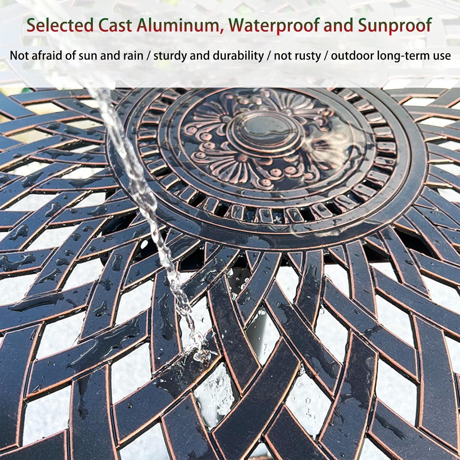 3/4-Piece Patio Bar Stools Set Cast Aluminum Outdoor Bar Height Bistro Set w/Cushion Bar Chairs & High Table w/Umbrella Hole