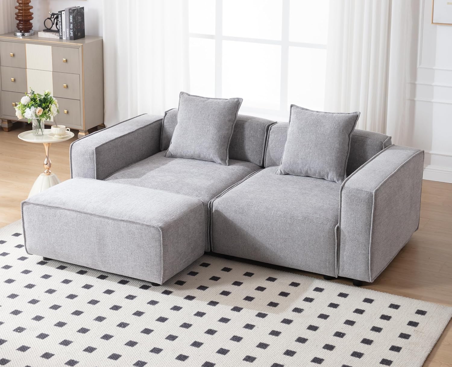 78" Loveseat Modular Sectional Sofa Couch with Ottoman Oversized Deep Seat Sofas Chenille Sleeper Couch Comfy Modern Love Seat Couches