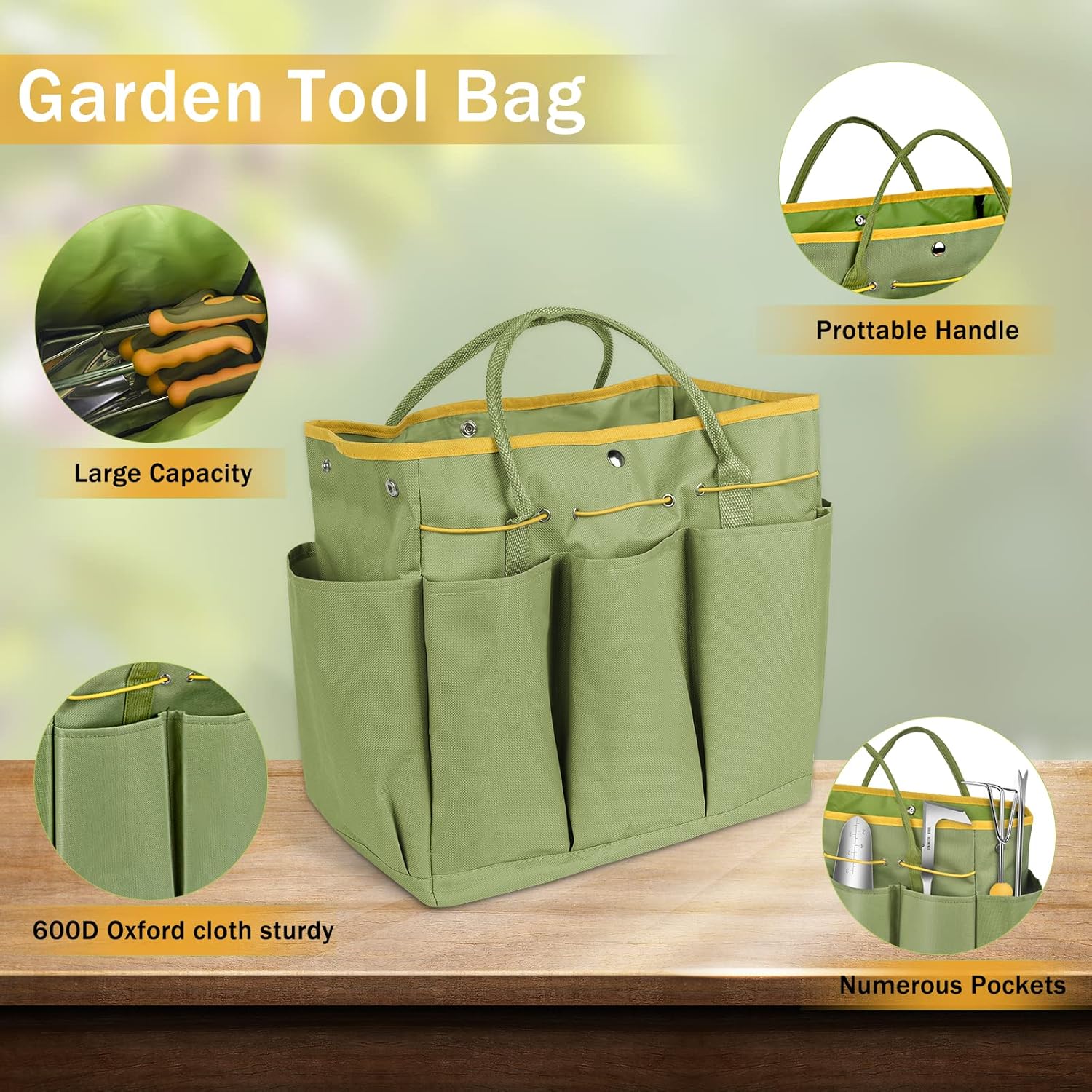 9 Piece Stainless Steel Heavy Duty Gardening Tools with Handle, Durable Garden Tool Bag, Ideal Gardening Hand Tools