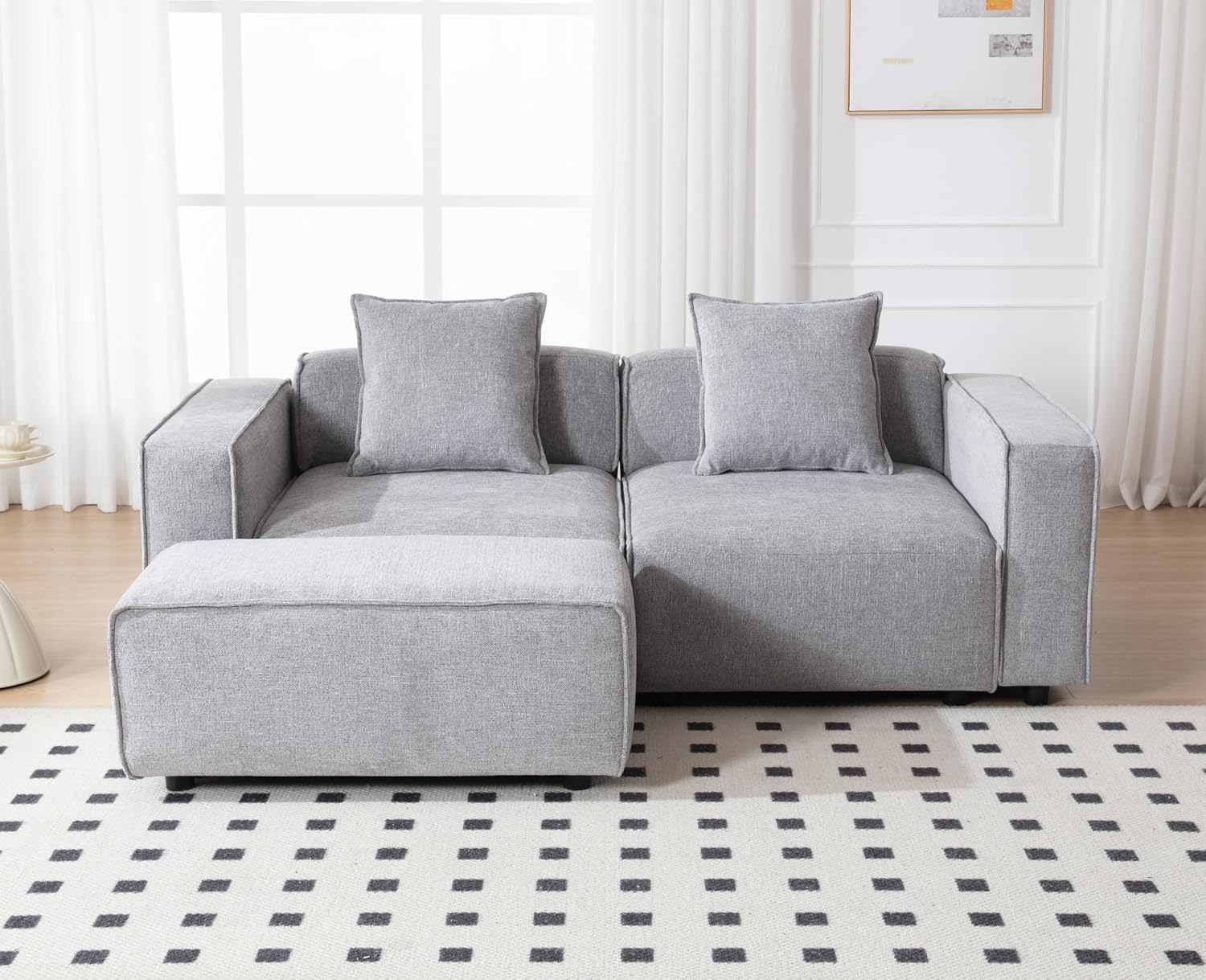 78" Loveseat Modular Sectional Sofa Couch with Ottoman Oversized Deep Seat Sofas Chenille Sleeper Couch Comfy Modern Love Seat Couches