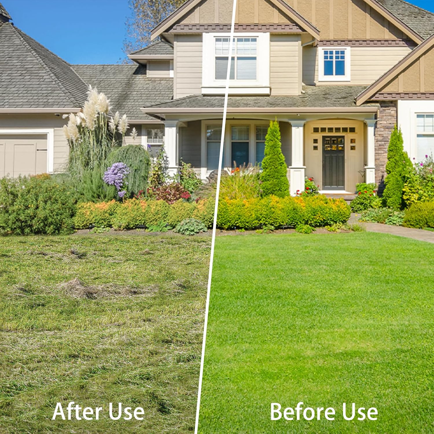 Thatch Rake for Lawns, Heavy Duty Thatch Rake with Fiberglass Handle, Metal Dethatcher Rake for Cleaning Dead Grass, 58 Inches