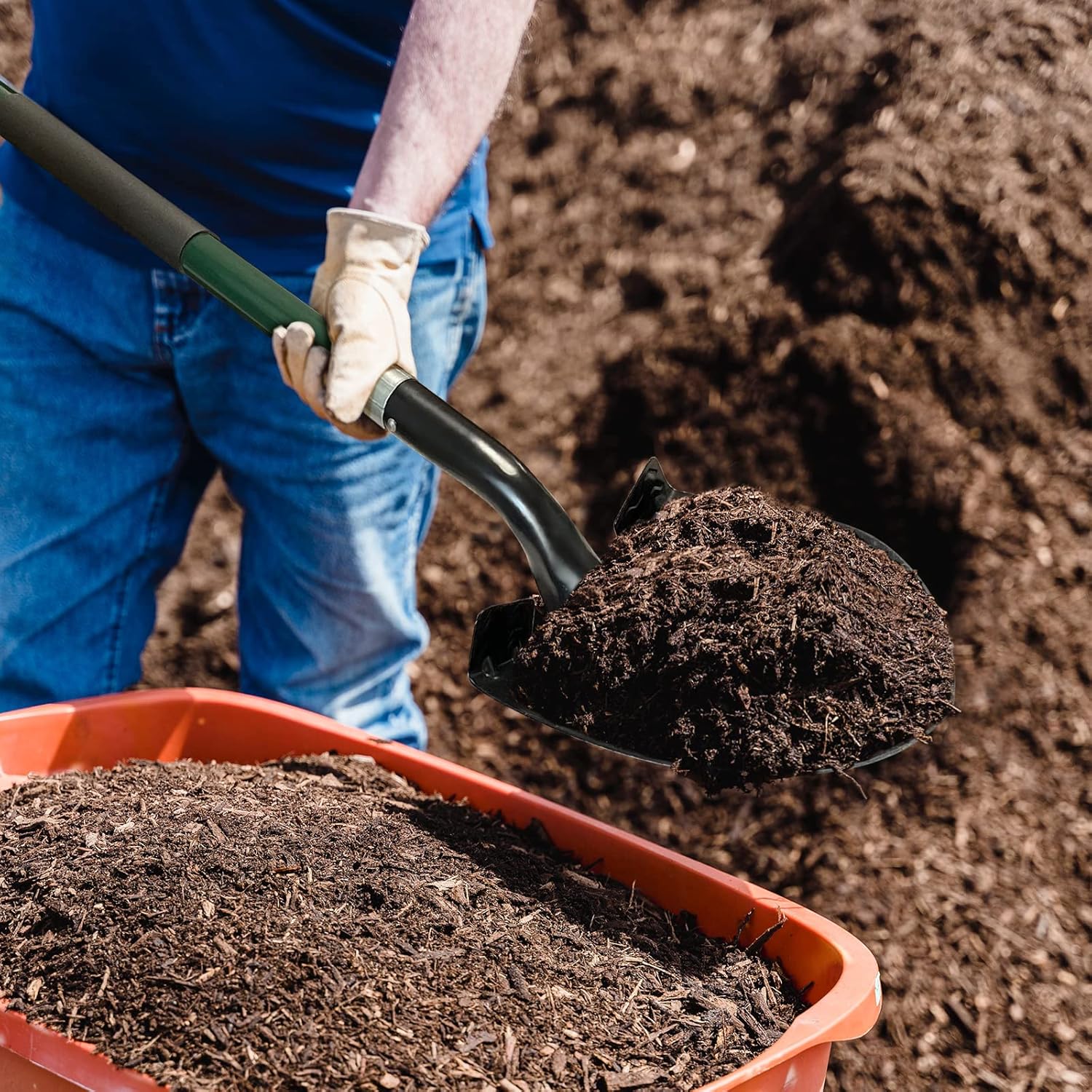 Shovel for Digging, 56 Inches Heavy Duty Shovel for Gardening, Round Shovel for Digging with Fiberglass Handle