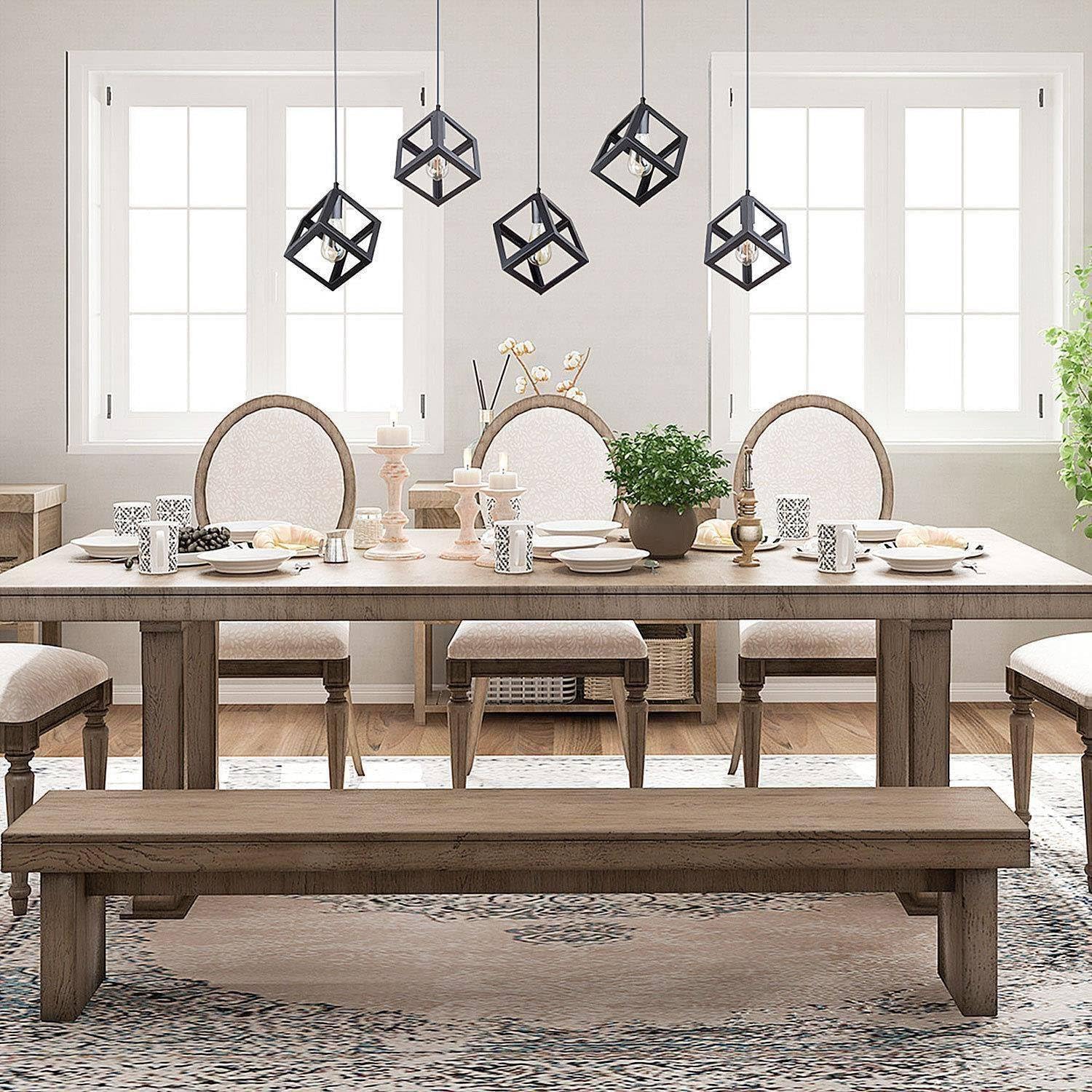 Black Pendant Lighting, Geometric Modern Cage Hanging Light Ceiling Fixture