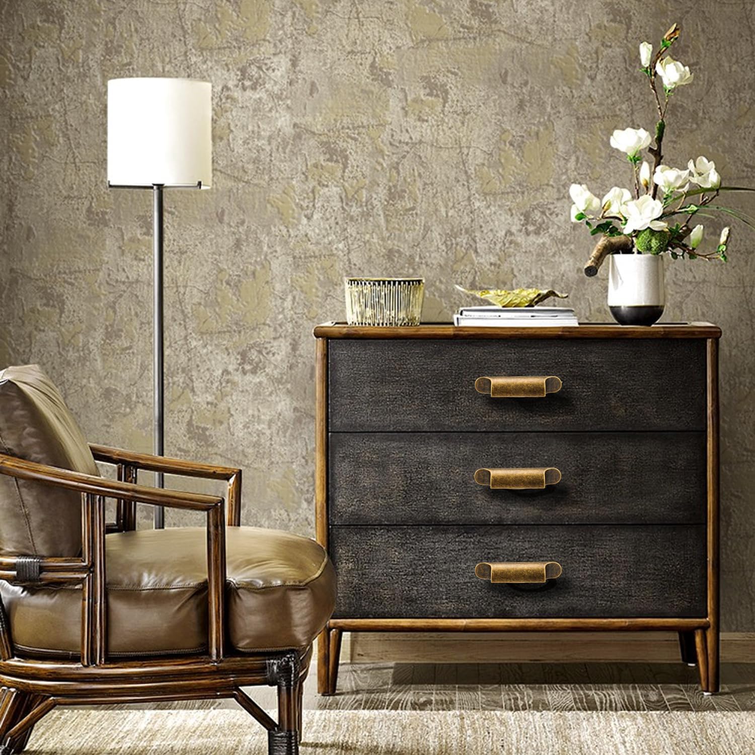 6Pack Antique Retro Zinc Alloy Cabinet Pulls, 3 Inch Hole Centers for Kitchen Cupboard Handles Drawer Dresser Pulls Bathroom Cabinet Hardware Pulls Wardrobe Door Handles