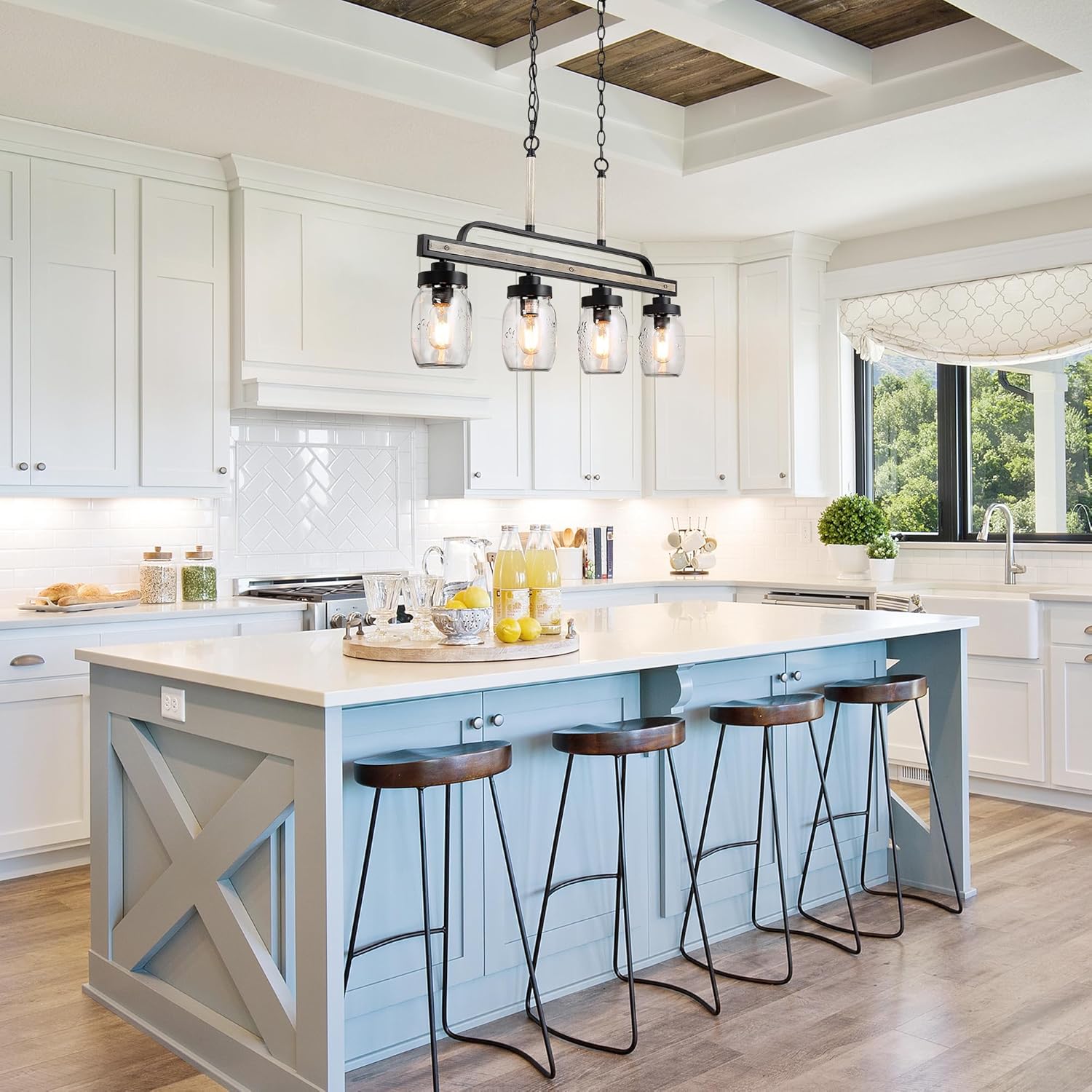 Rustic Mason Jar Chandelier Light Fixture