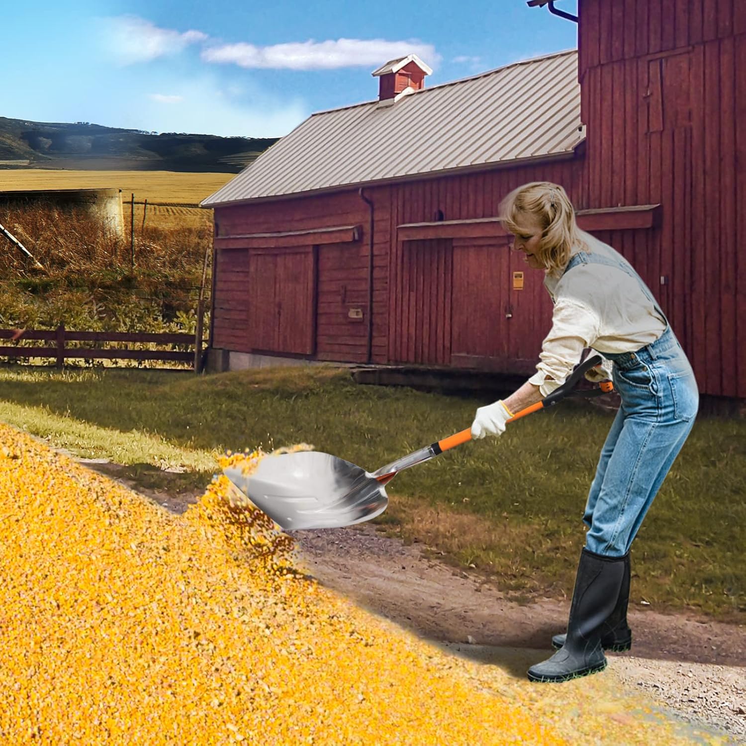 Aluminum Snow Shovel with D Handle Metal Snow Shovel for Driveway 45Inches 3.7 Pounds Transfer Shovel Shovel for Gardening