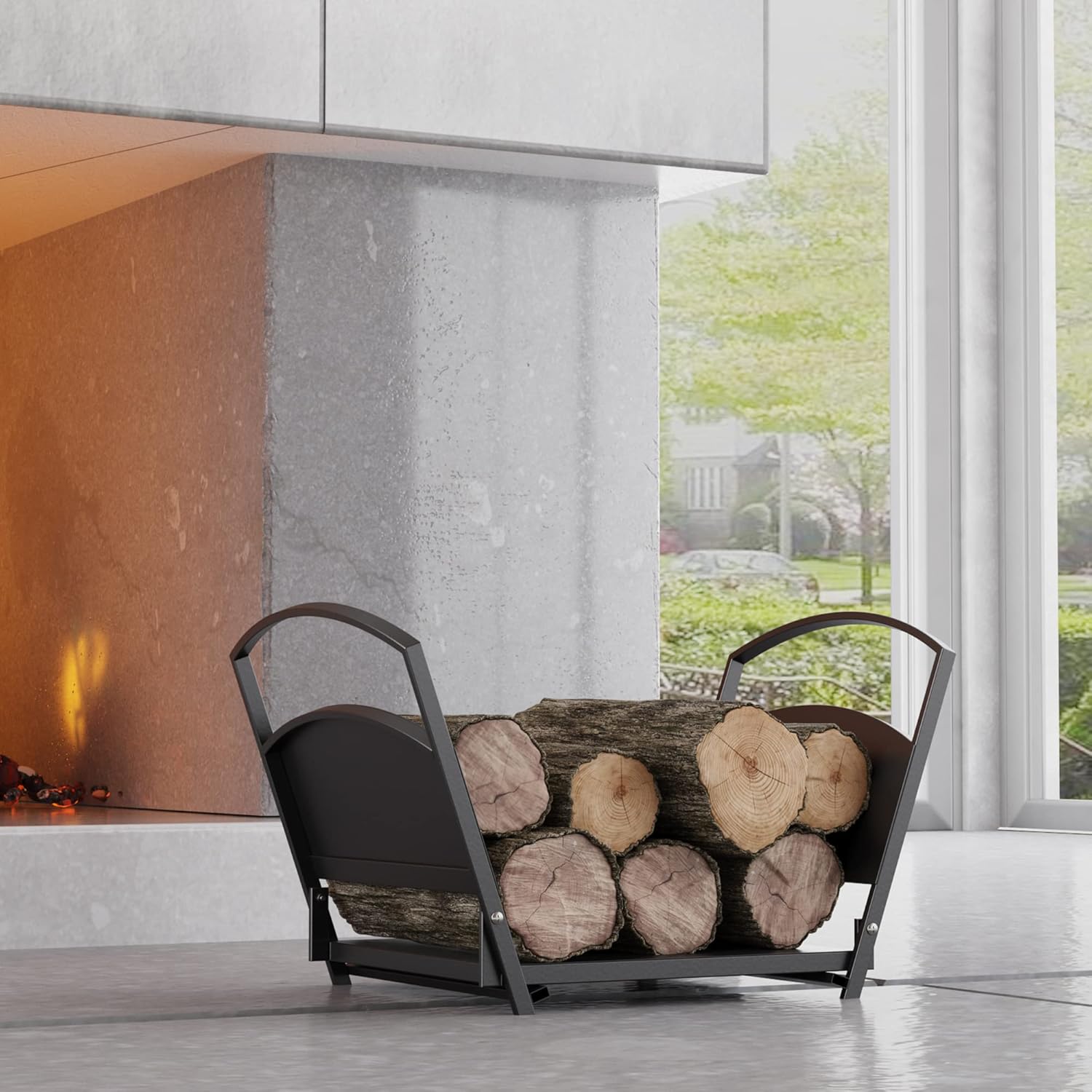 Fireplace Log Holder Folding Firewood Rack,Stacking Rack,Storage Rack for Firewood, Indoor, Outdoor,Heavy Duty Steel