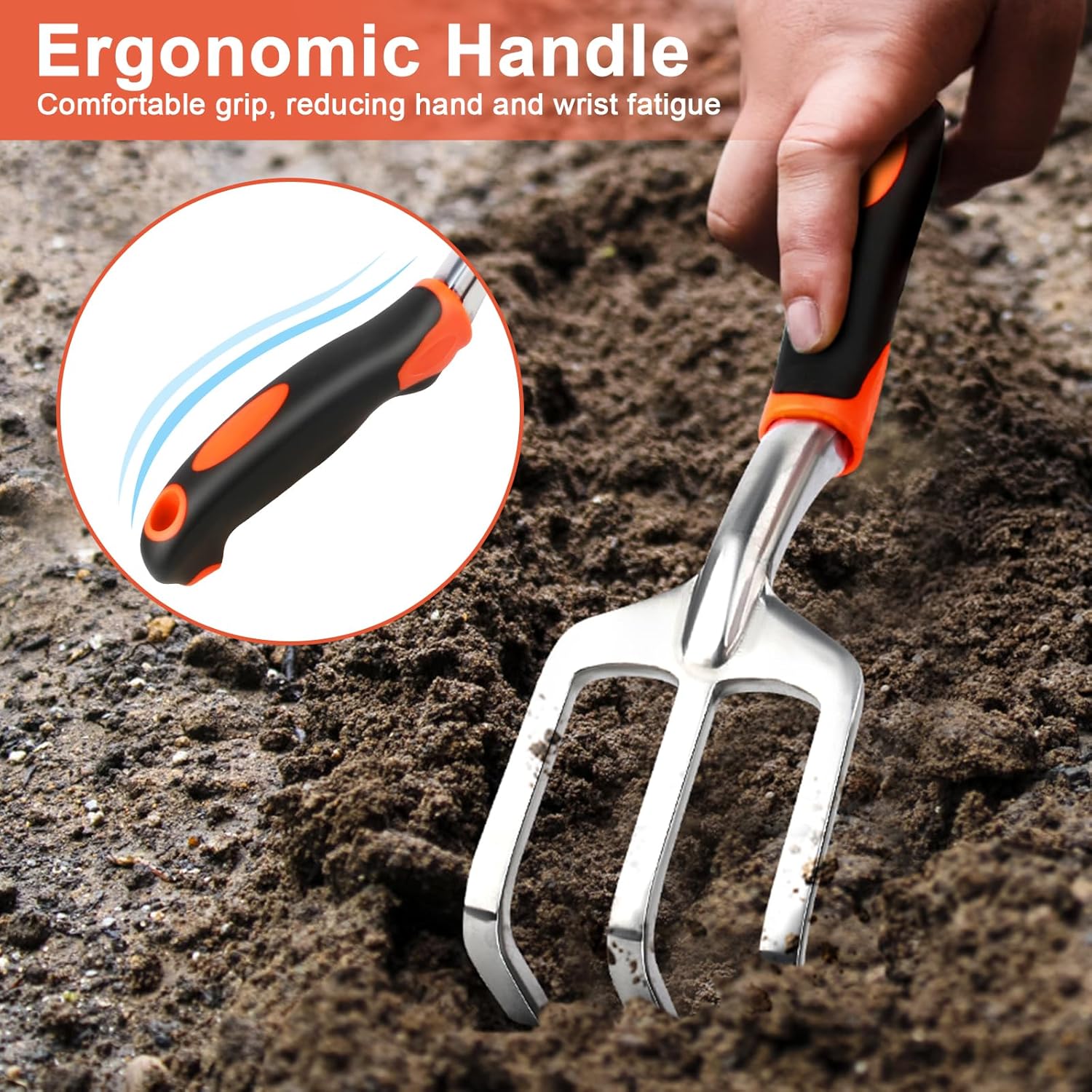 Hand Rake Garden Tool, Heavy Duty Hand Cultivators for Gardening, Small Garden Claw Tool Garden Hand Rake with Ergonomic Handle