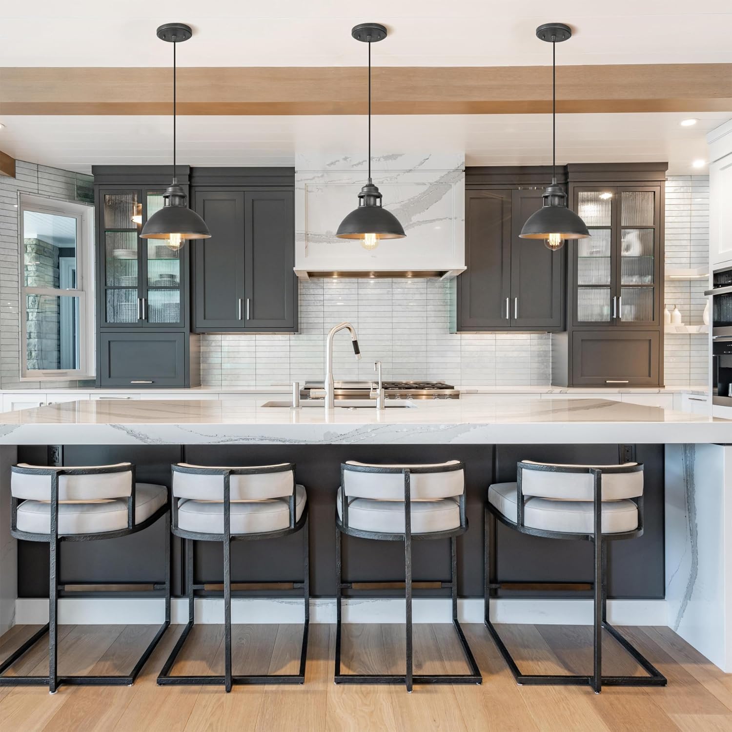 Pendant Lights Kitchen Island, Industrial Kitchen Pendant Lighting Over Island, Farmhouse Dome Hanging Pendant Light Fixtues