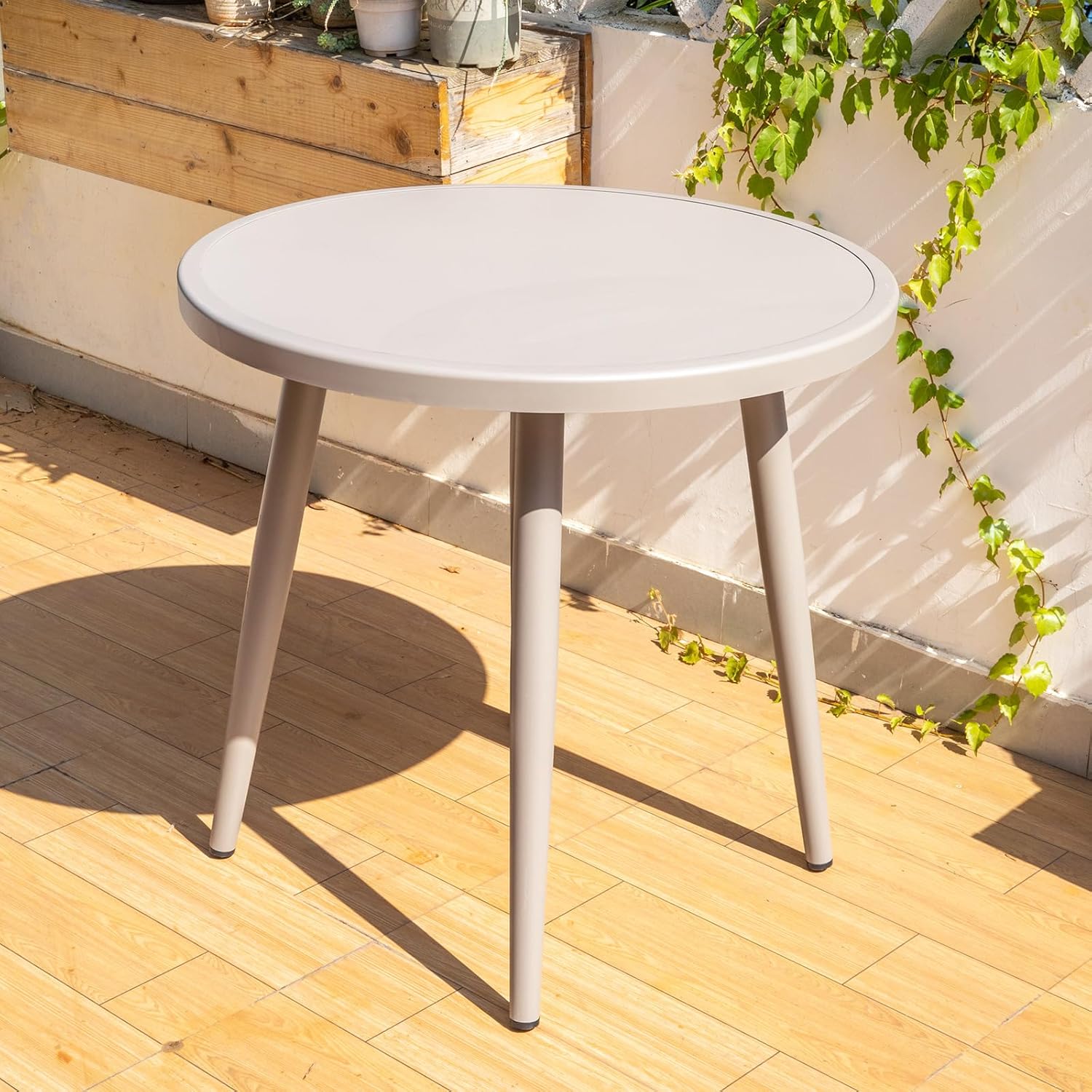 Square Outdoor Dining Table Round Patio Bistro Table Aluminum Frame Tapered Legs Patio Dining Table