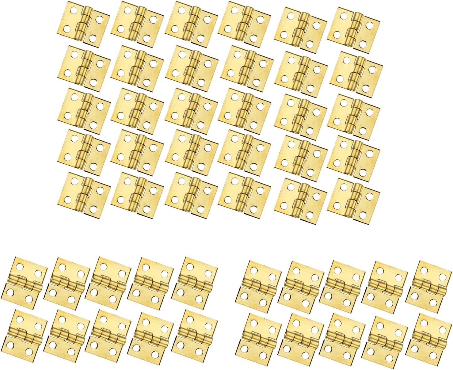 50 PCS Mini Brass Hinges Hardware 180 Degree Rotation for Dollhouse Miniature Furniture Cabinet Closet(DIY)
