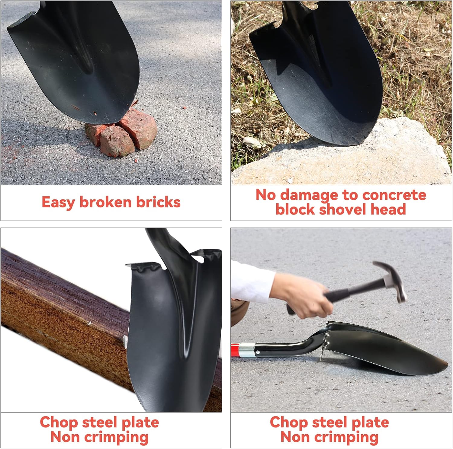 Shovel for Digging, 56 Inches Heavy Duty Shovel for Gardening, Round Shovel for Digging with Fiberglass Handle