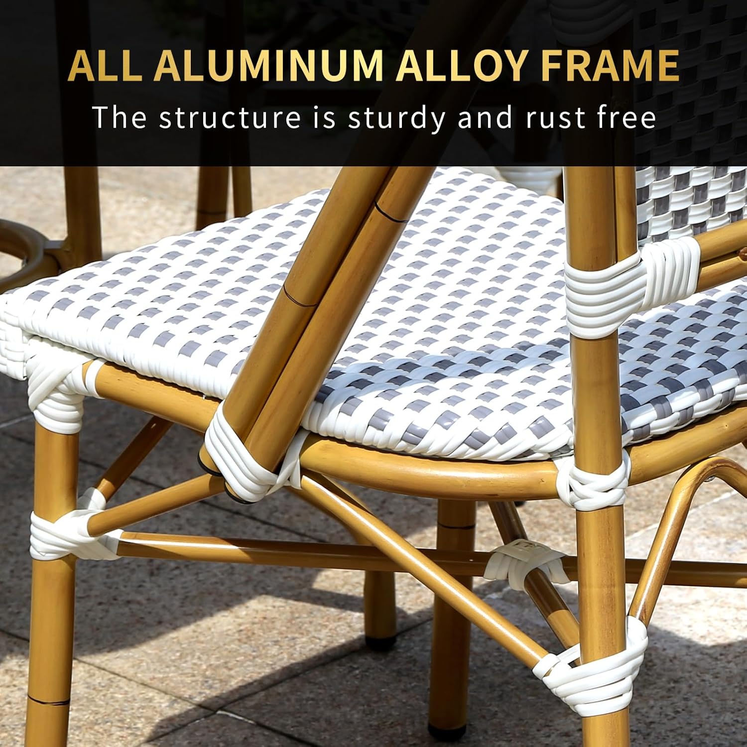 Patio Bistro Set Colorful Weave PE Wicker Balcony Furniture Sets Aluminum Frame Outdoor Table and Chairs Set