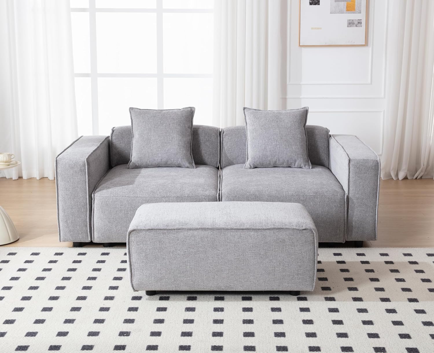 78" Loveseat Modular Sectional Sofa Couch with Ottoman Oversized Deep Seat Sofas Chenille Sleeper Couch Comfy Modern Love Seat Couches