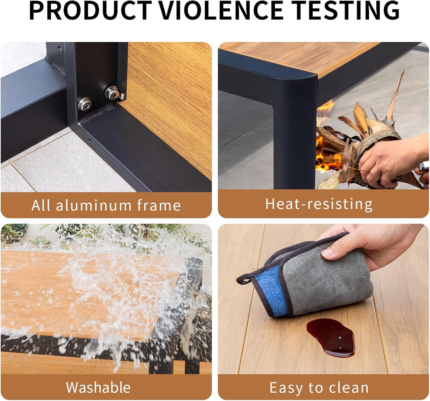 Outdoor Dining Set Square Patio Dining Table and Stackable Textilene Patio Chairs Aluminum Frame Patio Dining Set