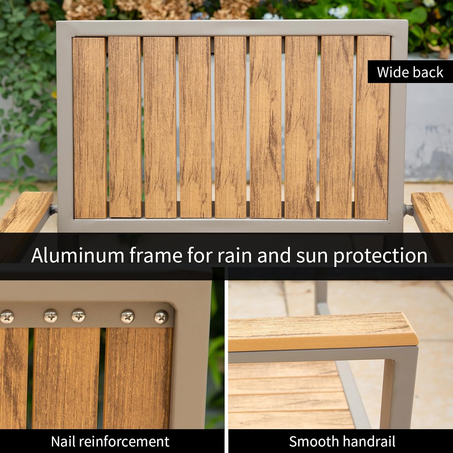 Outdoor Furniture Aluminum Frame Plastic Wood Outdoor Dining Table
