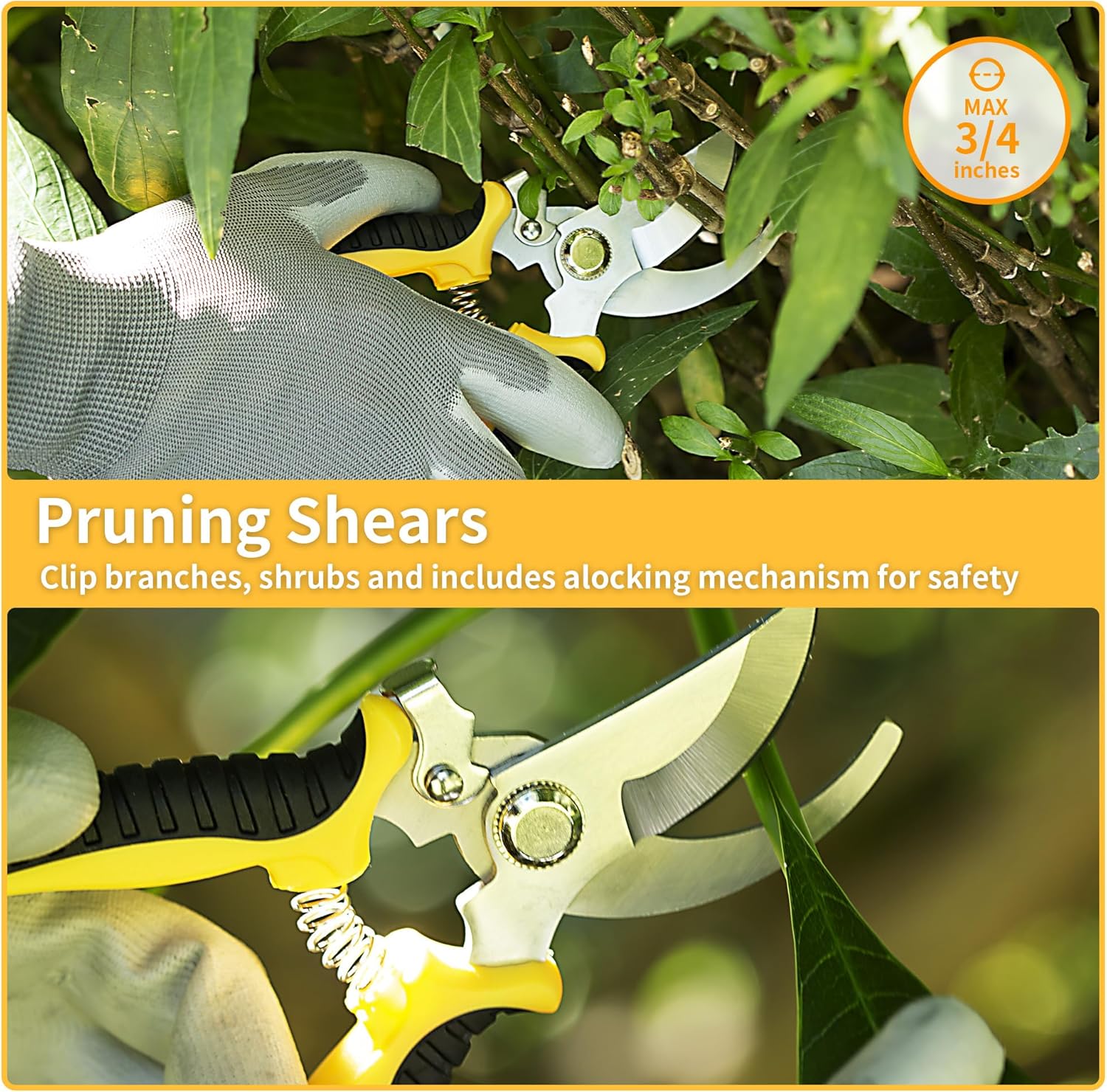 9 Piece Heavy Duty Gardening Tools Set with Non-Slip Rubber Grip, Stainless Steel Garden Tool