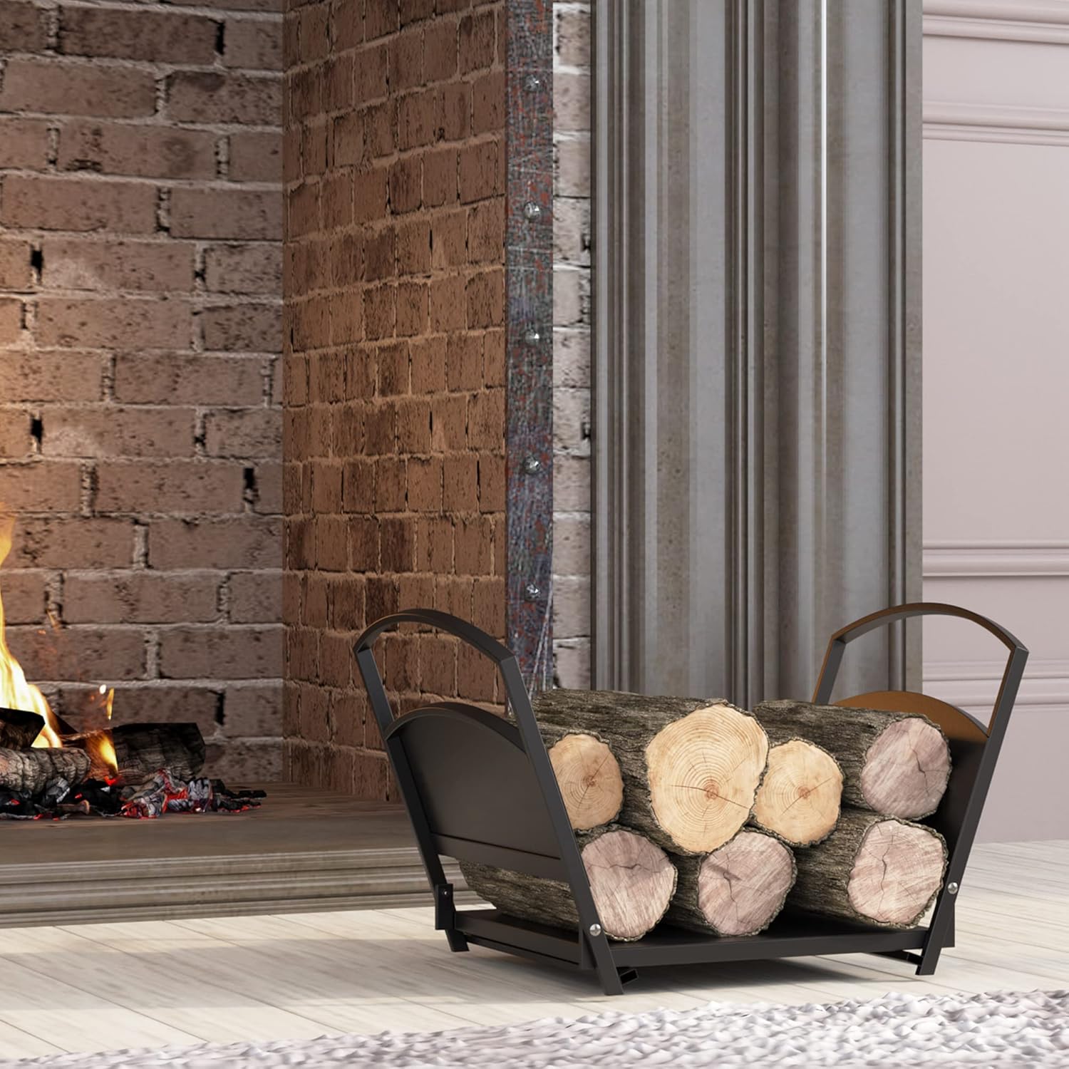 Fireplace Log Holder Folding Firewood Rack,Stacking Rack,Storage Rack for Firewood, Indoor, Outdoor,Heavy Duty Steel