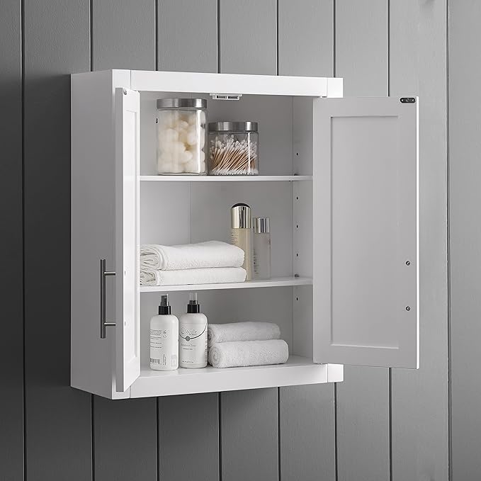 Wall Mounted Bathroom Storage Medicine Cabinet with Shelves, White