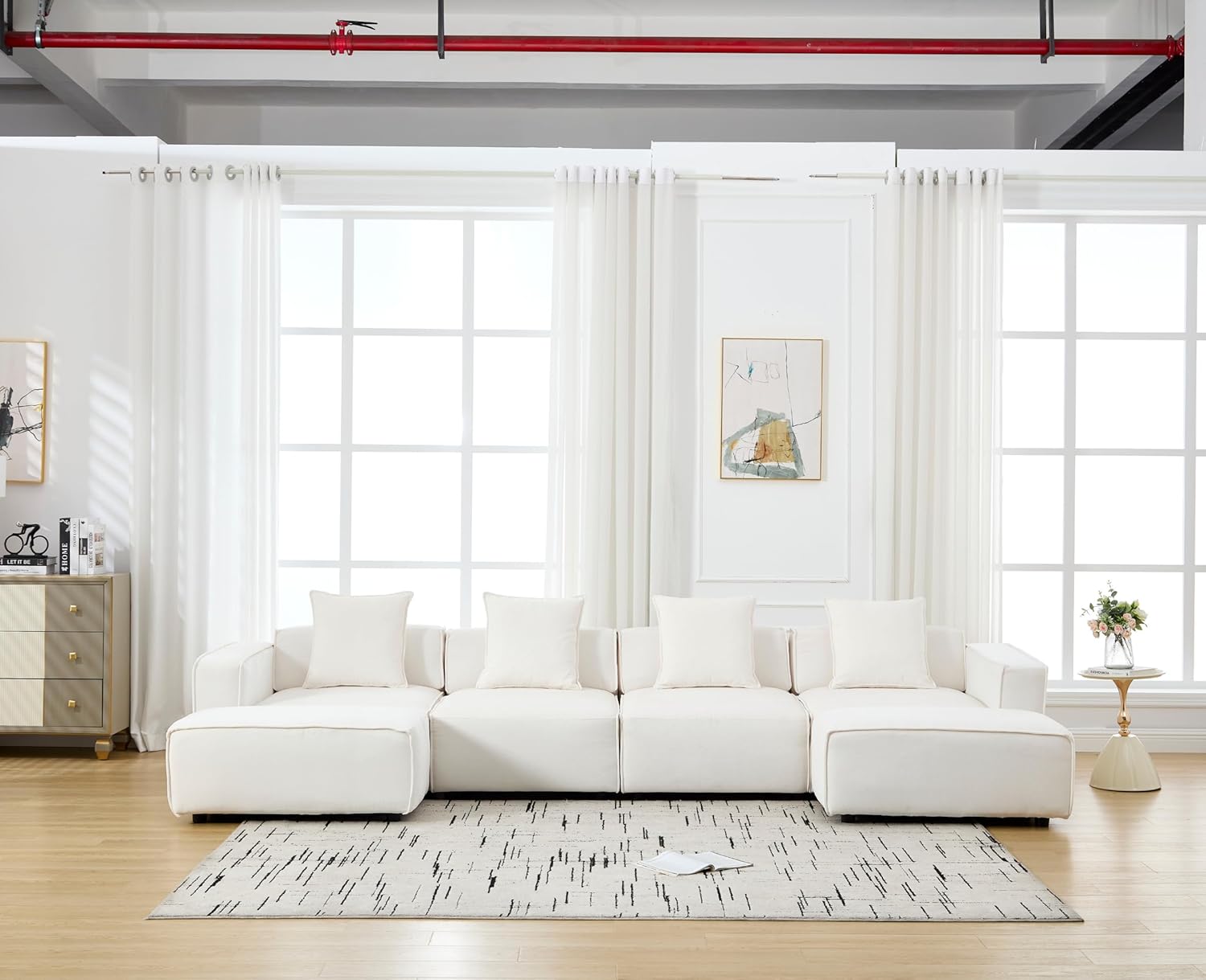 Oversized Modular Sectional Sofa Couch U Shaped Sleeper Couch with Ottoman Chenille Upholstered Deep Seat Couch