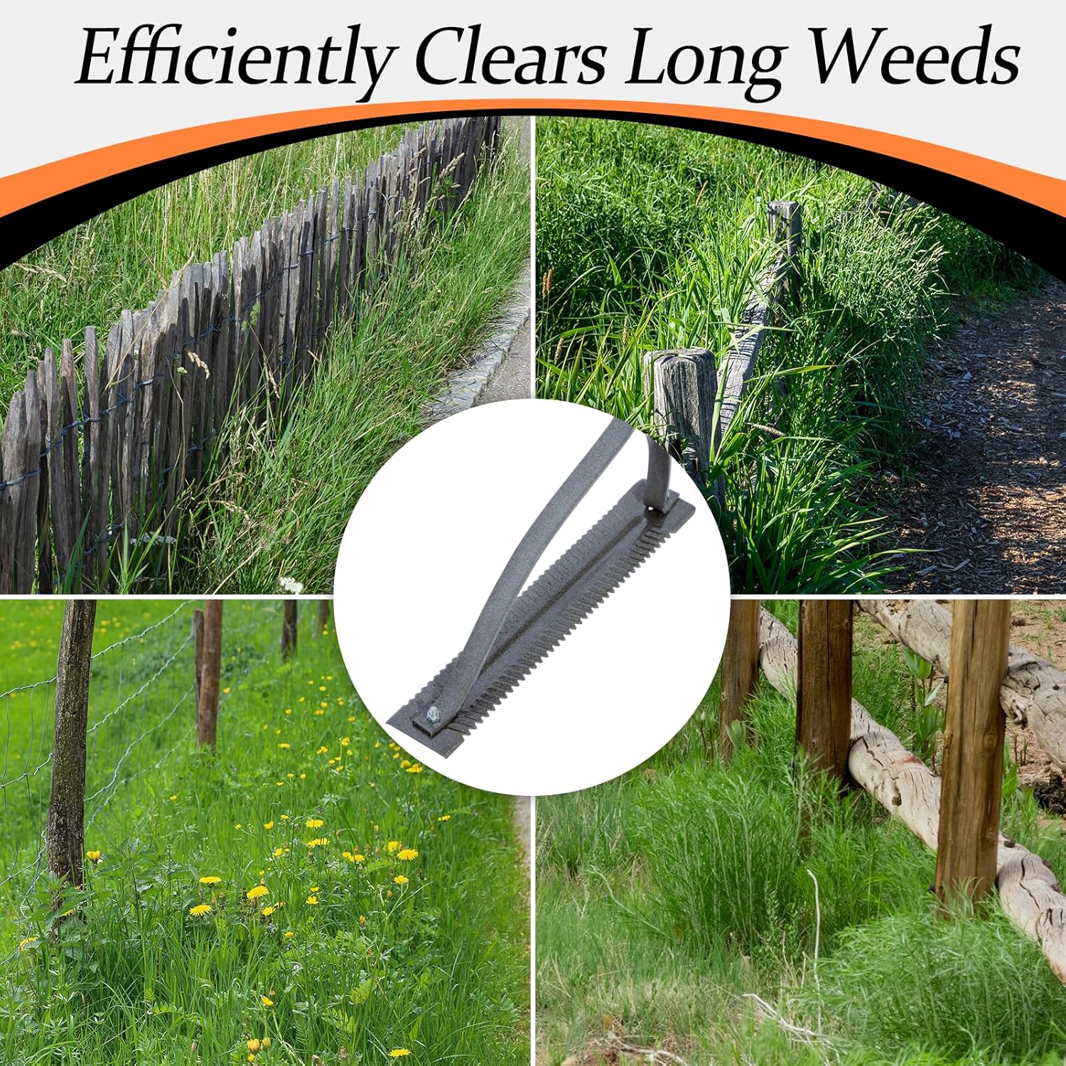 Grass Cutter Tool, Manual Weed Cutter with Hardwood Handle, 41 Inches