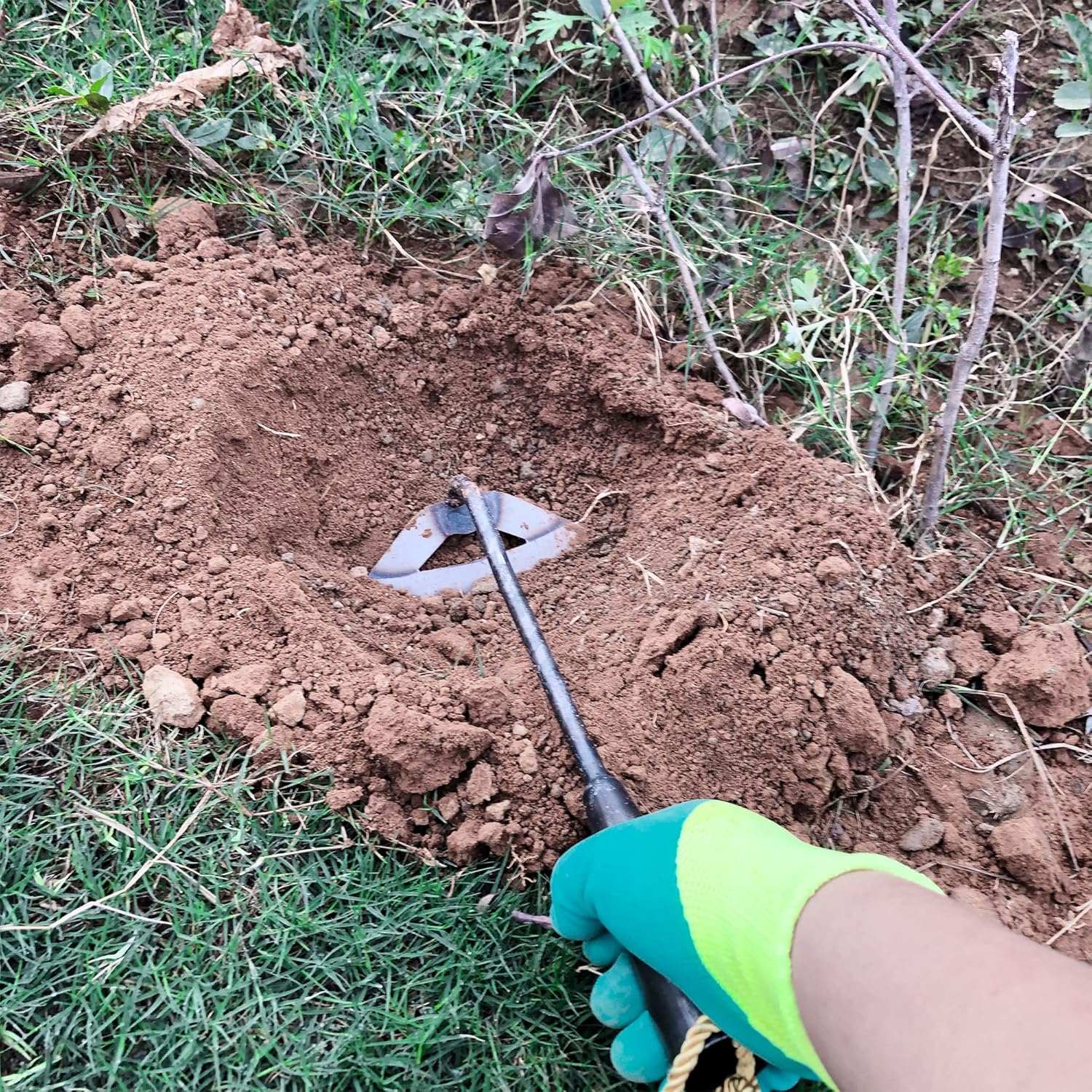 Pack of Weeding Tool Hollow Hoe and Japanese Sickle Garden Tool and a Pair of Professional Gardening Gloves
