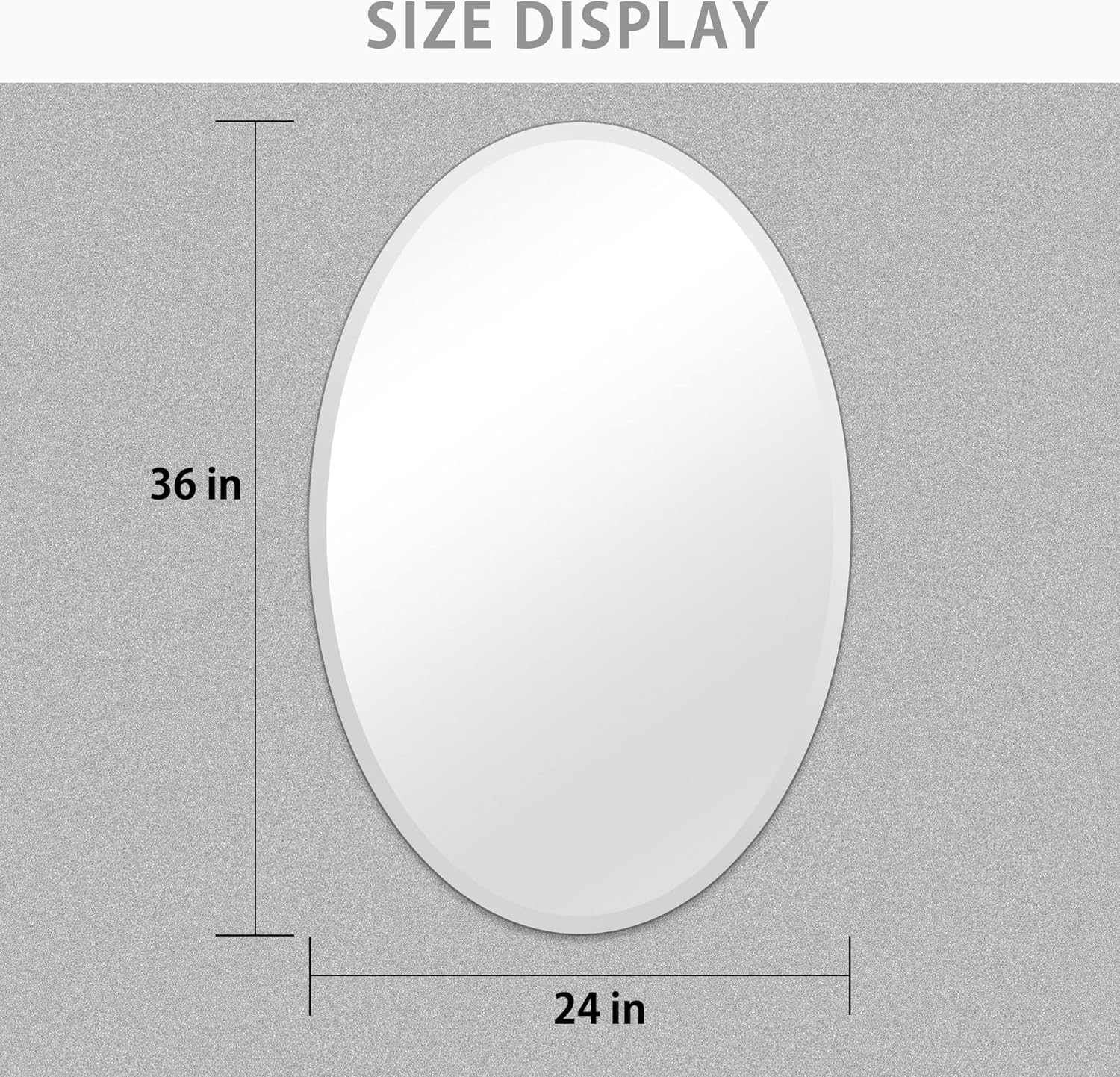 24"x36" Beveled Frameless Oval Wall Mirror, Large Decorative Mirror for Bathroom
