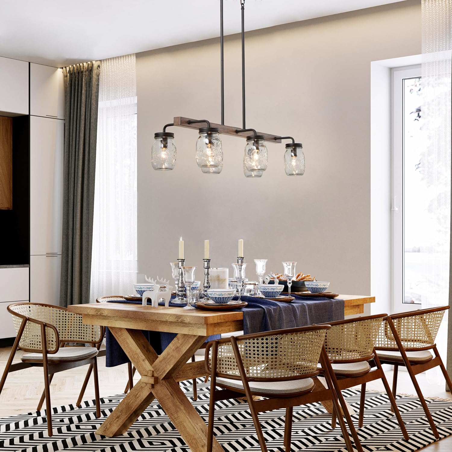 Rustic Mason Jar Chandelier Light Fixture