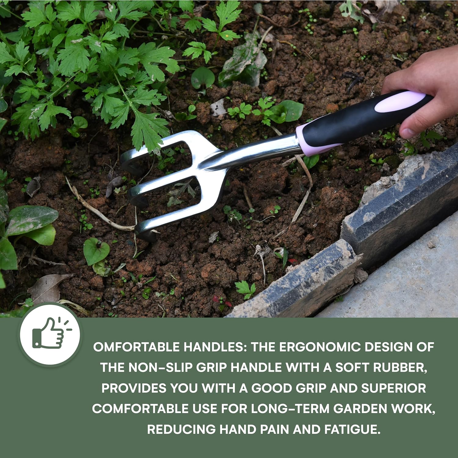 Garden Tool Set - Heavy Duty 3-Piece Gardening Kit - Aluminum Alloy Spade Shovel, Transplant Hand Trowel, and Cultivator Rake