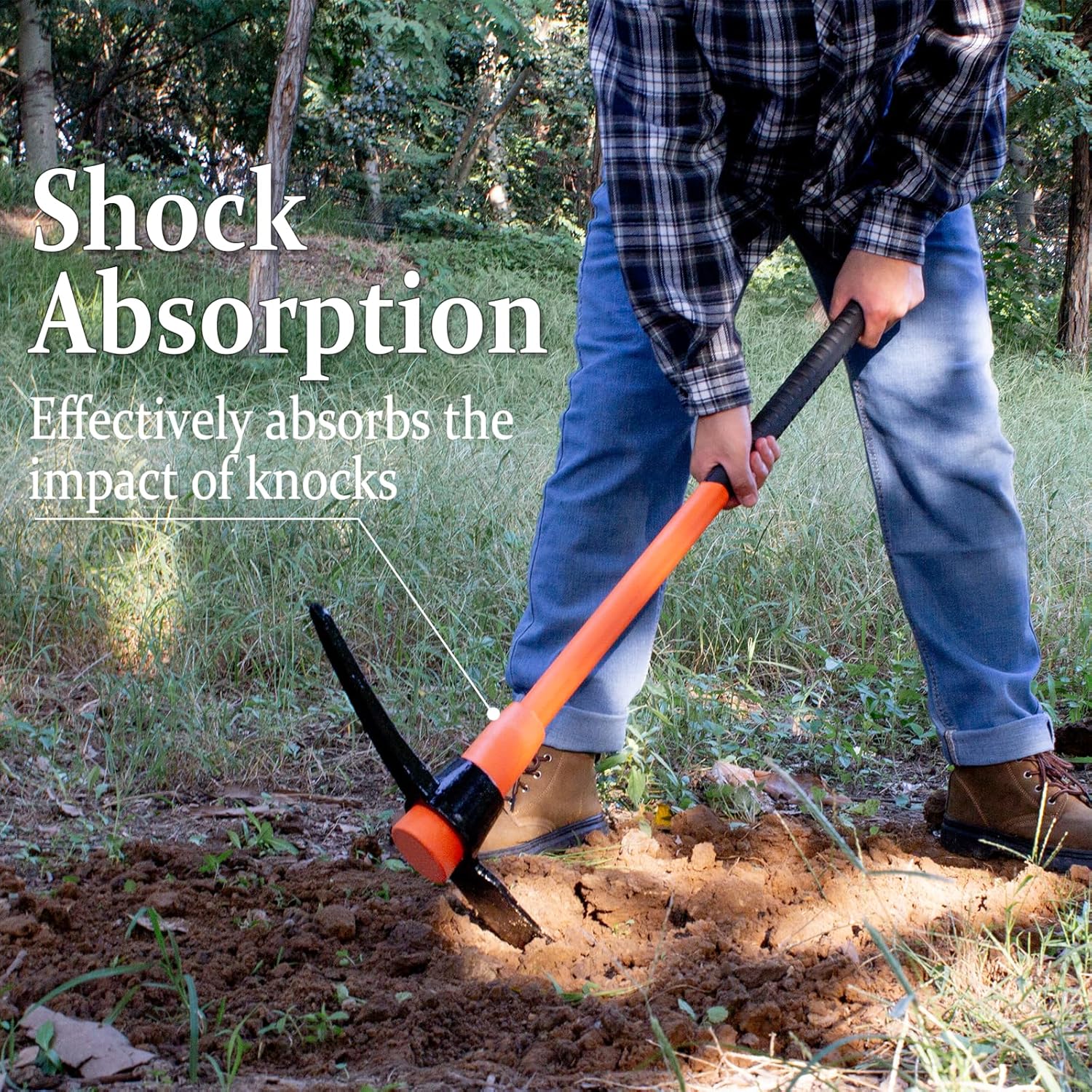 Pick Axe for Digging, Heavy Duty Pickaxe with Shock Absorbing Handle, 36 Inches