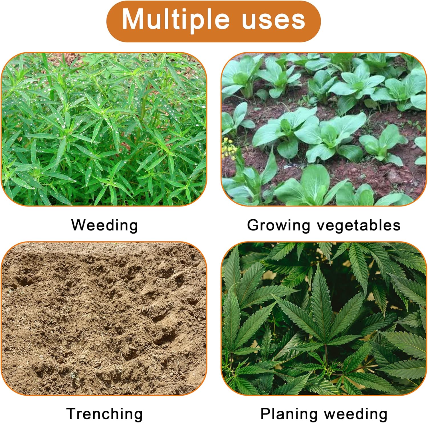 Pack of Weeding Tool Hollow Hoe and Japanese Sickle Garden Tool and a Pair of Professional Gardening Gloves