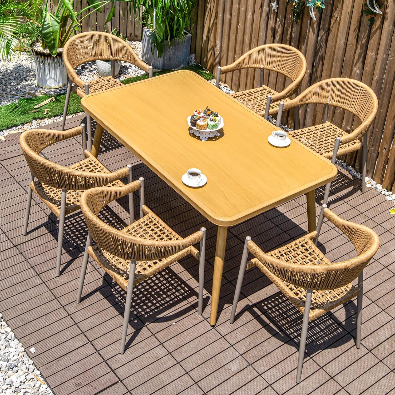 All-Weather Patio Dining Chairs with Armrests for Backyard Garden