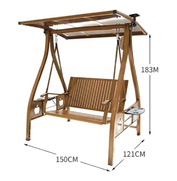 2/3-Seat Solar Patio Porch Swing with Adjustable Tilt Canopy Aluminum Frame Patio Swing