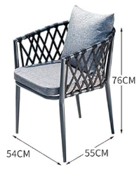 Set of 2 PE Wicker Aluminum Frame Outdoor Dining Chairs All-Weather Patio Dining Chairs with Armrests